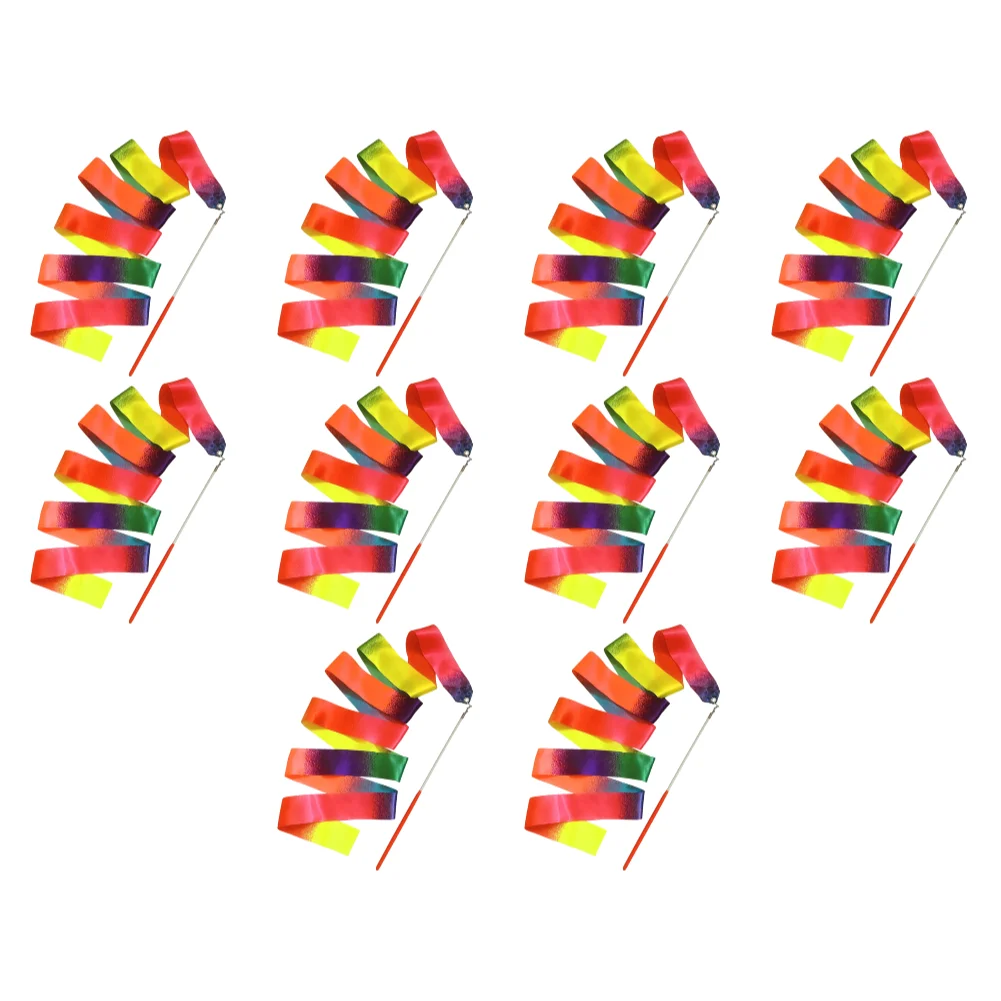 TK Cinta De Danza Y Gimnasia Para Niños 1-10Pcs 2M Con Palillo De Girar Reluciente Para Actuaciones De Escenario Y Deportes