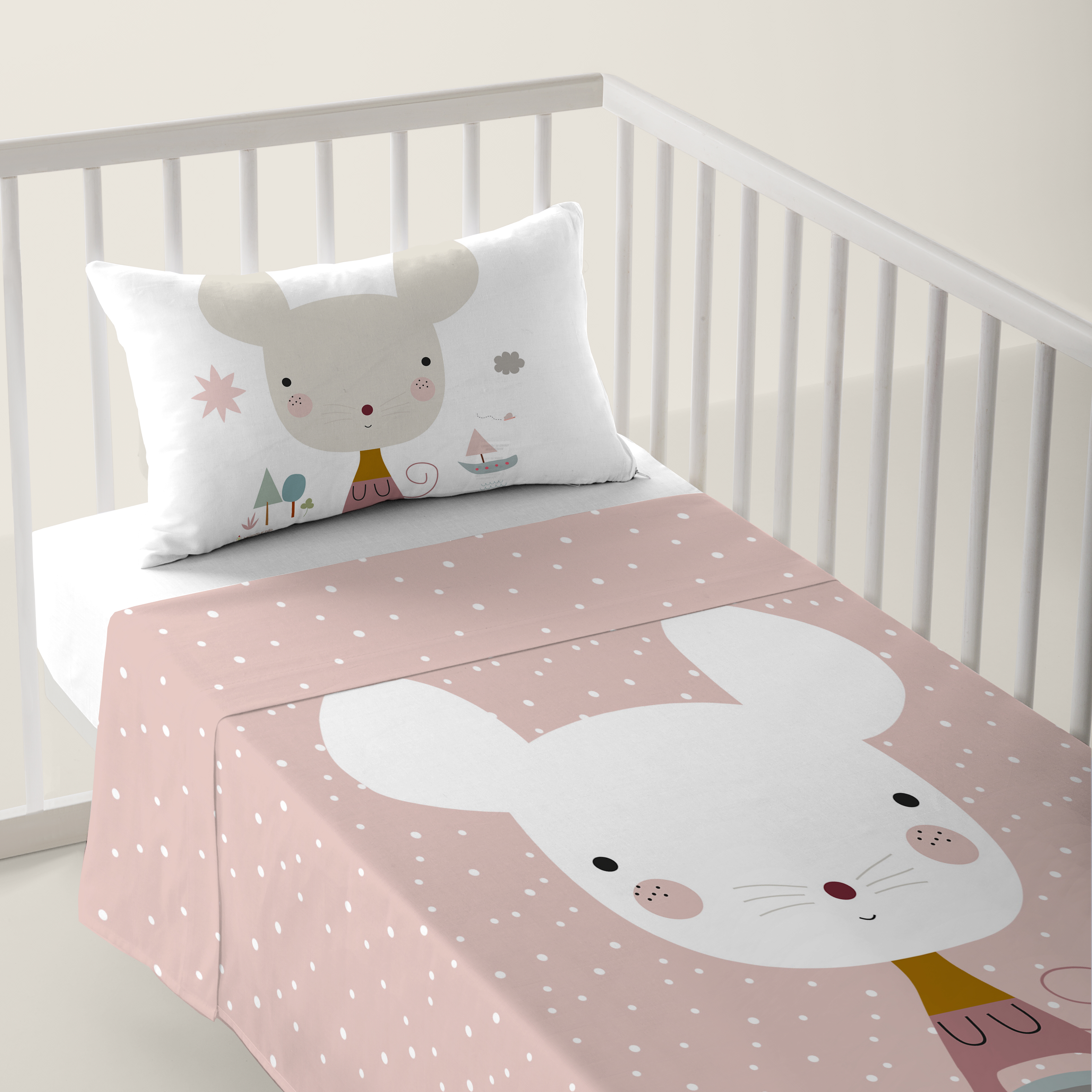 HACIENDO EL INDIO - Juego de Sábanas Cuna Estampado 100% Algodón - Juego de 2 Piezas Incluye Sábana Encimera y 1 Funda de Almohada - 100x130/120x180 cm - 13 Modelos Disponibles - Fabricado en España