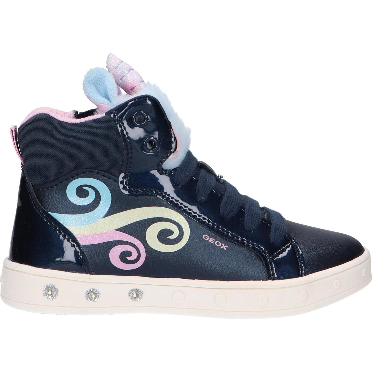 Geox J468WA 0NFBH J SKYLIN C4243 Navy-Multicolor kids sneakers with padded insole, non-slip flexible sole, ideal casual footwear for Autumn/Winter 25.