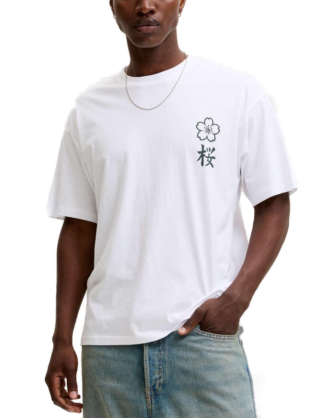 Camiseta Jack & Jones Dylan estilo urbano blanca de hombre