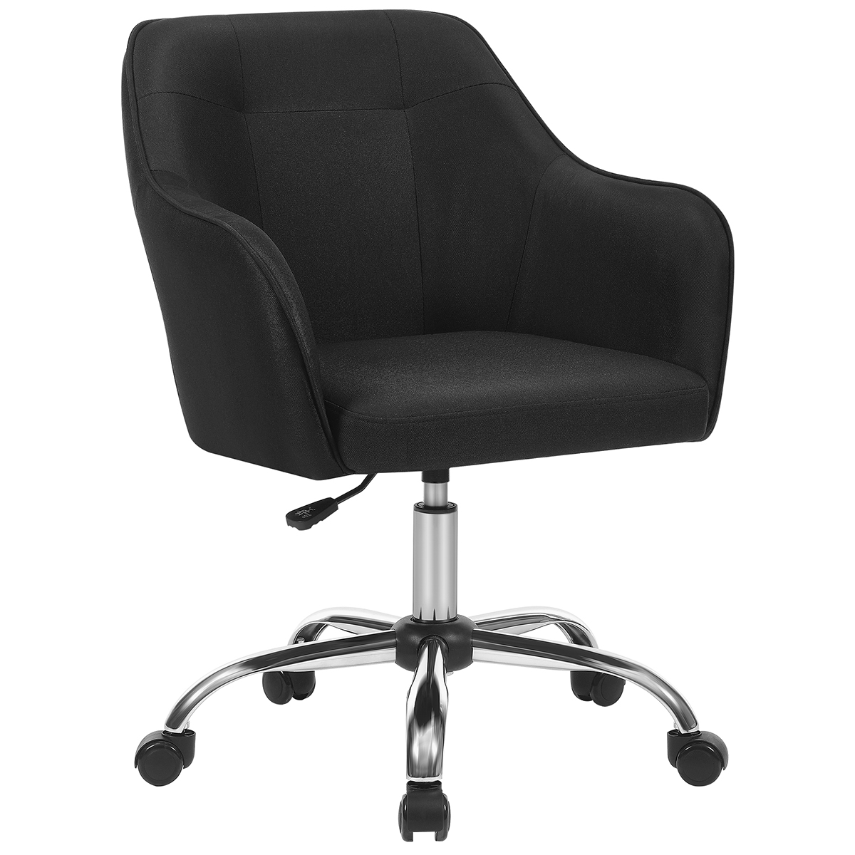 SONGMICS Silla de Estudio, Silla Giratoria, Altura Ajustable, Carga de 110 kg, Marco de Acero, Tela de Algodón-Lino Transpirable, para Estudio, Dormitorio, Azul/Gris/Gris Claro/Marrón/Negro/Rosa/Verde