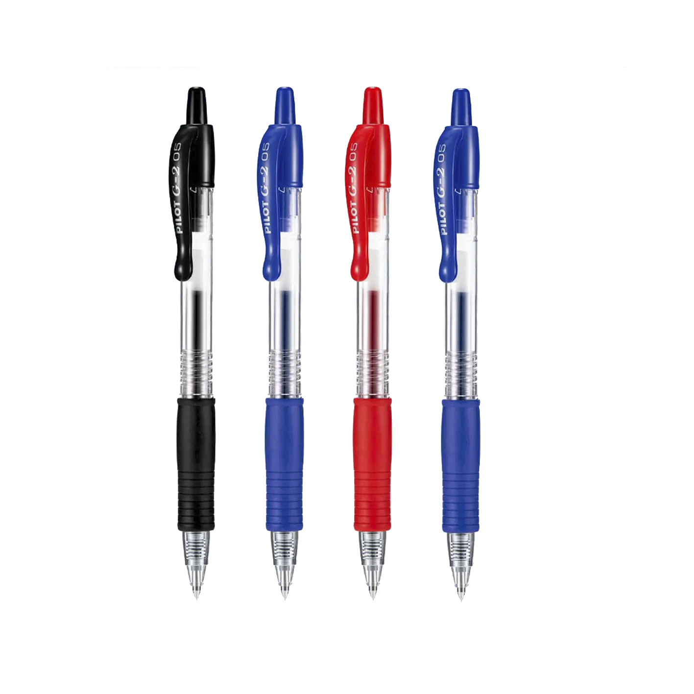 Pilot Pack 4 , Boligrafo G2 07 Luz Azul Fino Retráctil Gel Bolígrafo Punta Redonda 0.7mm Punta Punta 0.39mm Ancho de Línea Rellenable BL-G2-7, Boli pilot G2 Paquete de 4 und. en Colores esencial (2 Azul, 1 Negro y 1Rojo) o Pack de 4 en un solo
