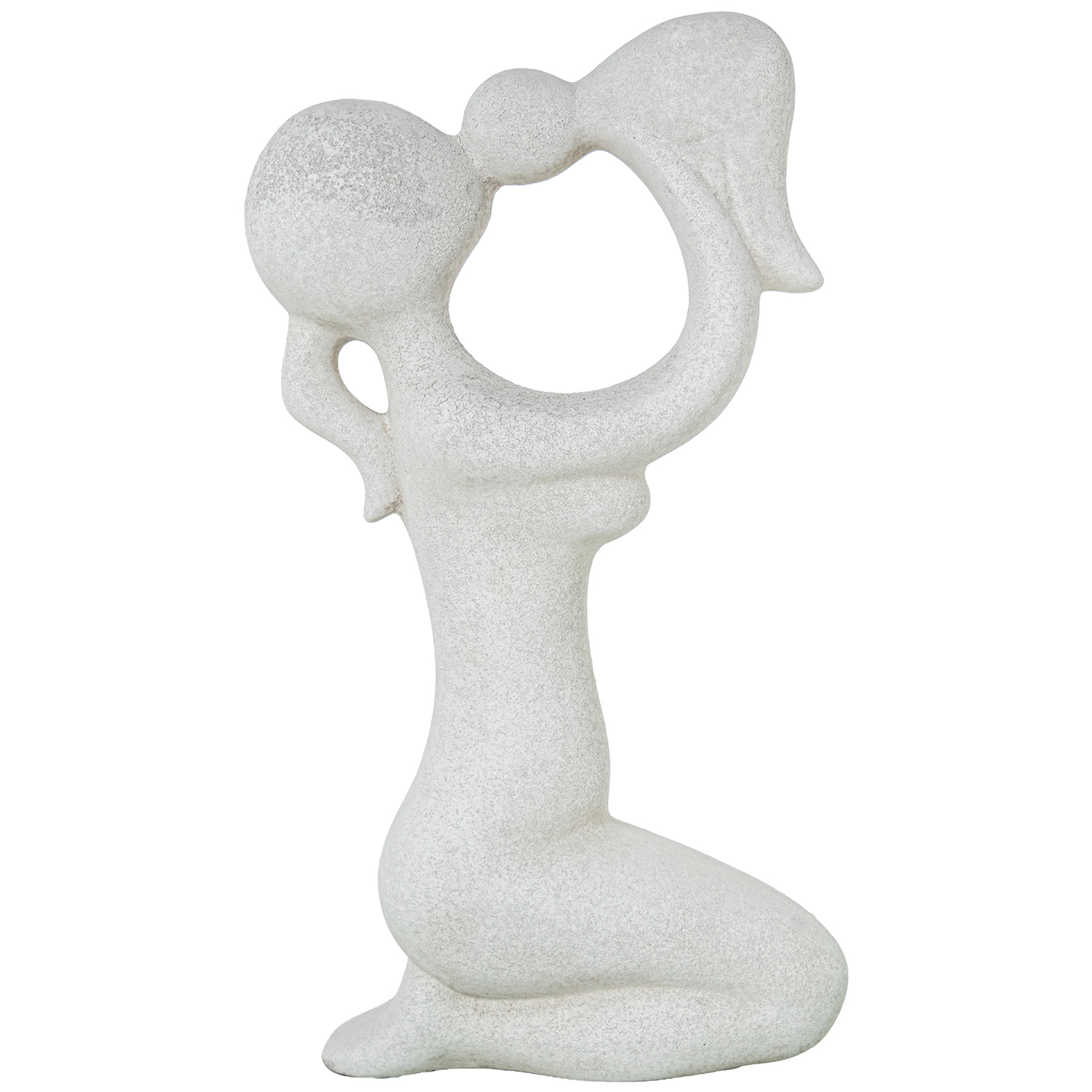 Figura cerámica 40 cm mujer con bebé gris arena, medidas 18x40 cm Fijalo
