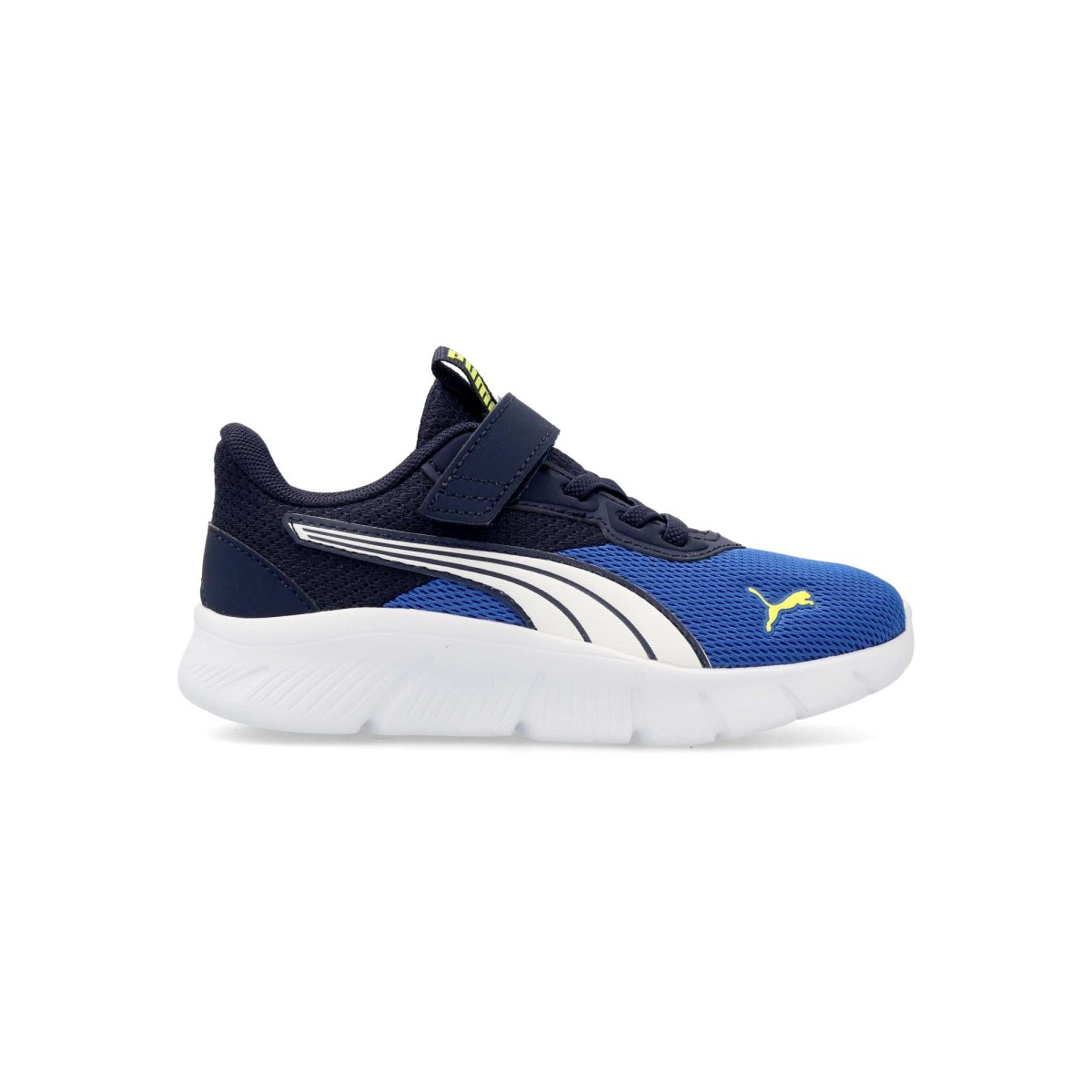 PUMA - Zapatillas deportivas Flex Focus Modern para niño, con corte de malla transpirable y suela de goma EVA, cierre adherente y cordón elástico