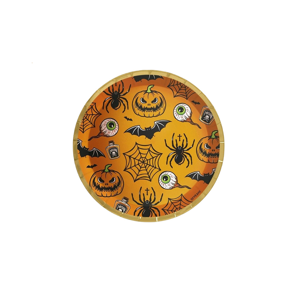 PLUSHOME Platos Cartón Halloween Esotérico - Plato Postre Llano Desechable - Decoración Mesa Halloween Temática Esotérica - Vajilla Decoración Halloween Esotérica