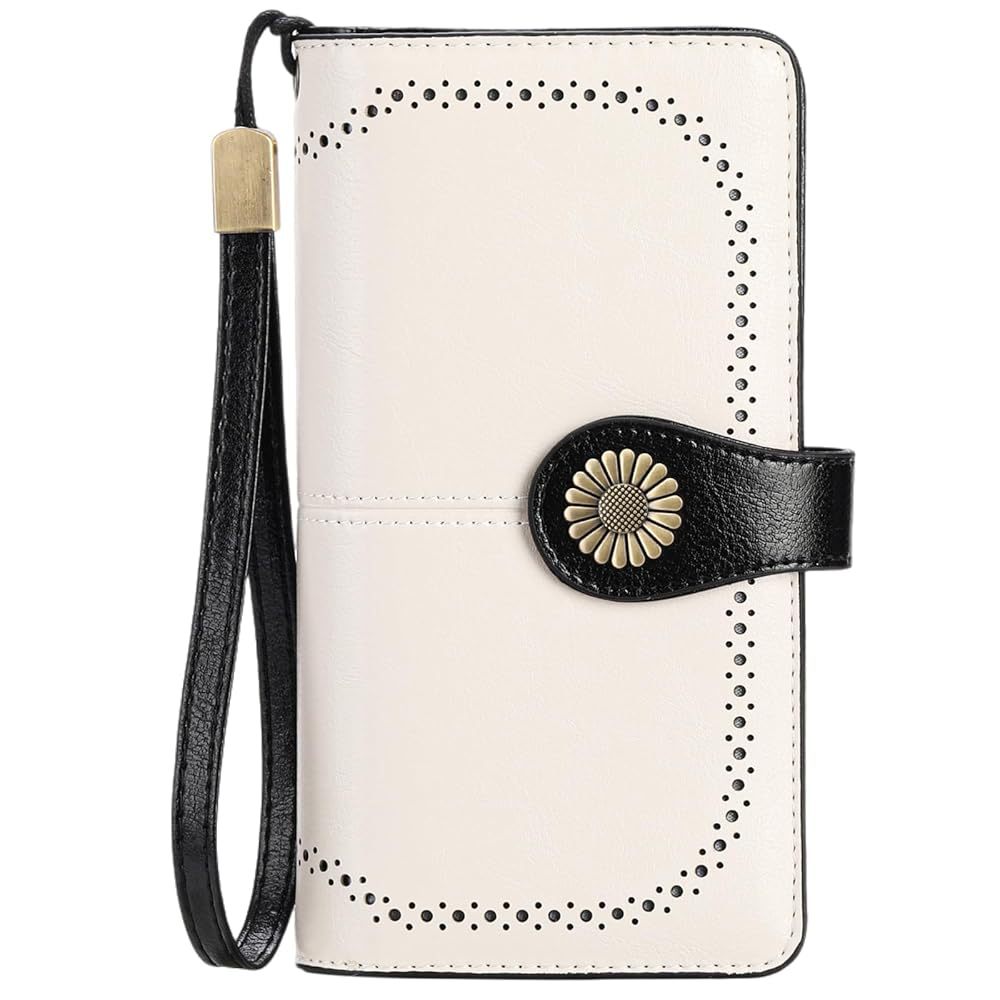 Billeteras de cuero para mujer, tarjetero de crédito con bloqueo RFID, pulsera de gran capacidad | with RFID Blocking, Large Capacity, Wristlet, with RFID Blocking, Large Capacity, Wristlet
