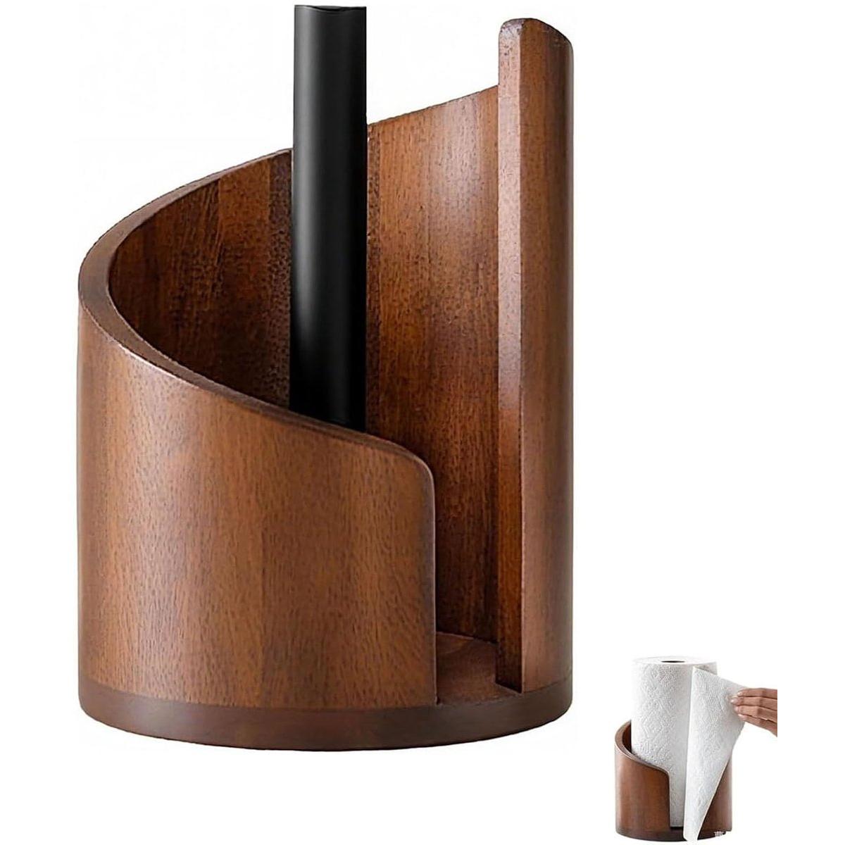 Soporte de madera para pañuelos - Soporte para pañuelos - Soporte para pañuelos de estilo moderno - Soporte para pañuelos de pie - 29 x 20 cm - Marrón - Adecuado para el baño, el comedor o la mesa del comedor
