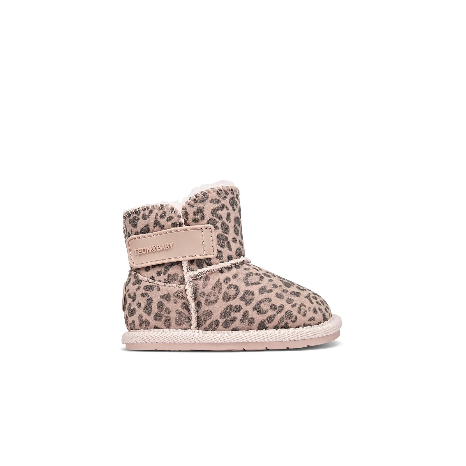 Conguitos - Botas Australianas de Bebé Barefoot con Estampado de Leopardo en Rosa para Niña