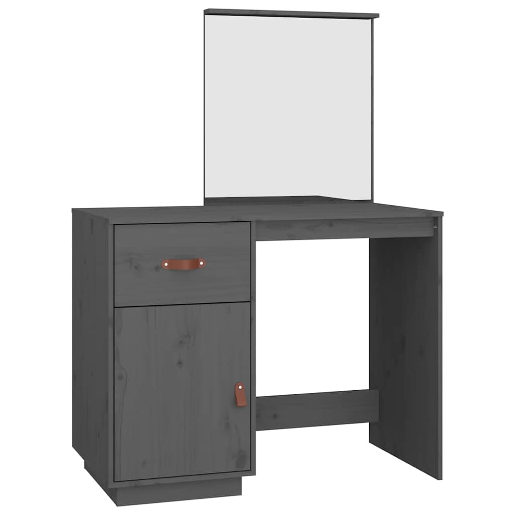 vidaXL Mesa tocador de madera maciza de pino gris 95x50x134 cm