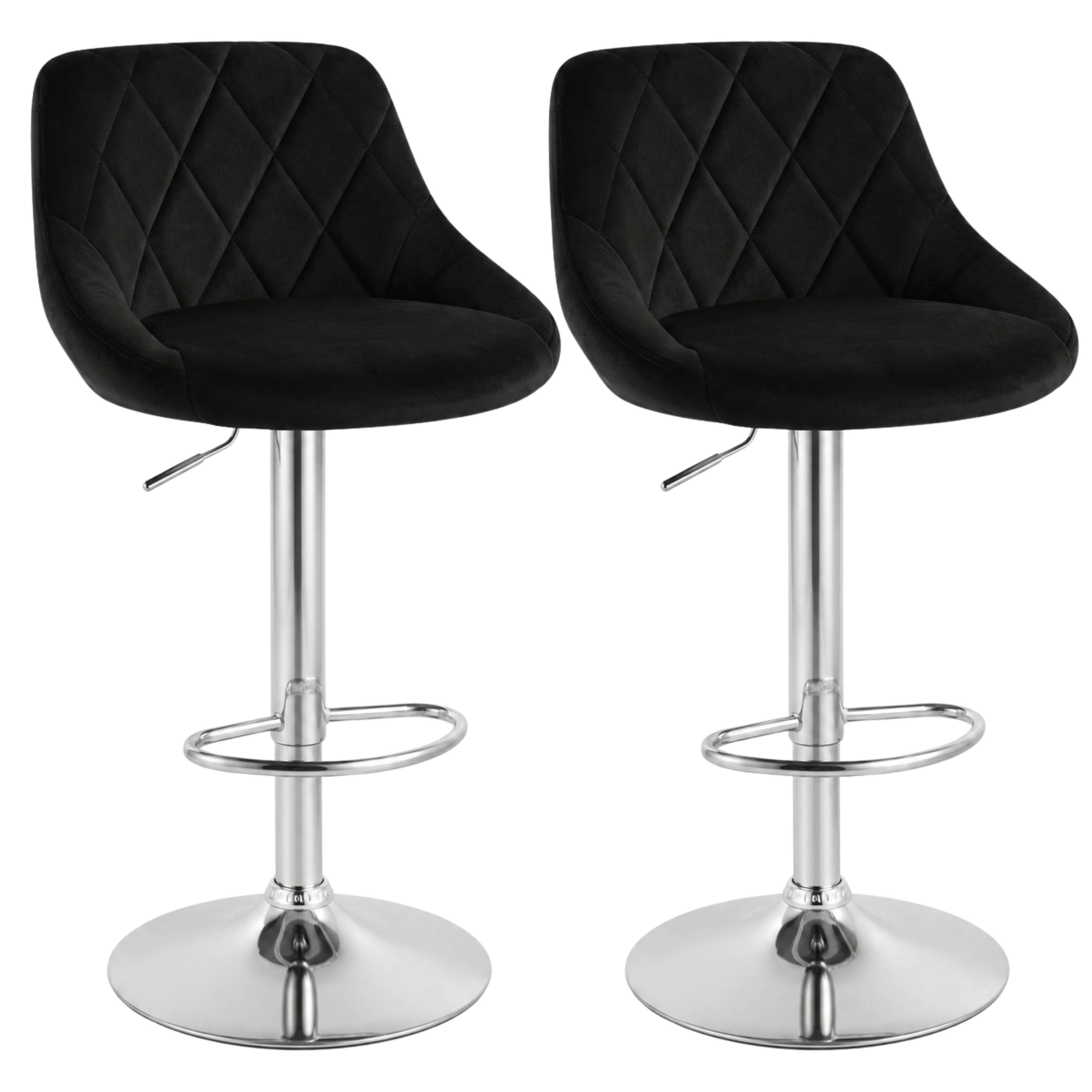Miroytengo Pack 2 Taburetes Bar, Silla Alta, Altura Regulable Diamant, Giratorio con Respaldo, Terciopelo, Comedor