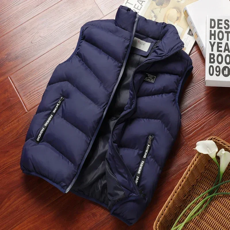TK Chaqueta De Invierno Para Hombre Sin Mangas Aislante De Poliéster Color Sólido Chaqueta Cálida Y Viento Resistente Vestido Casual
