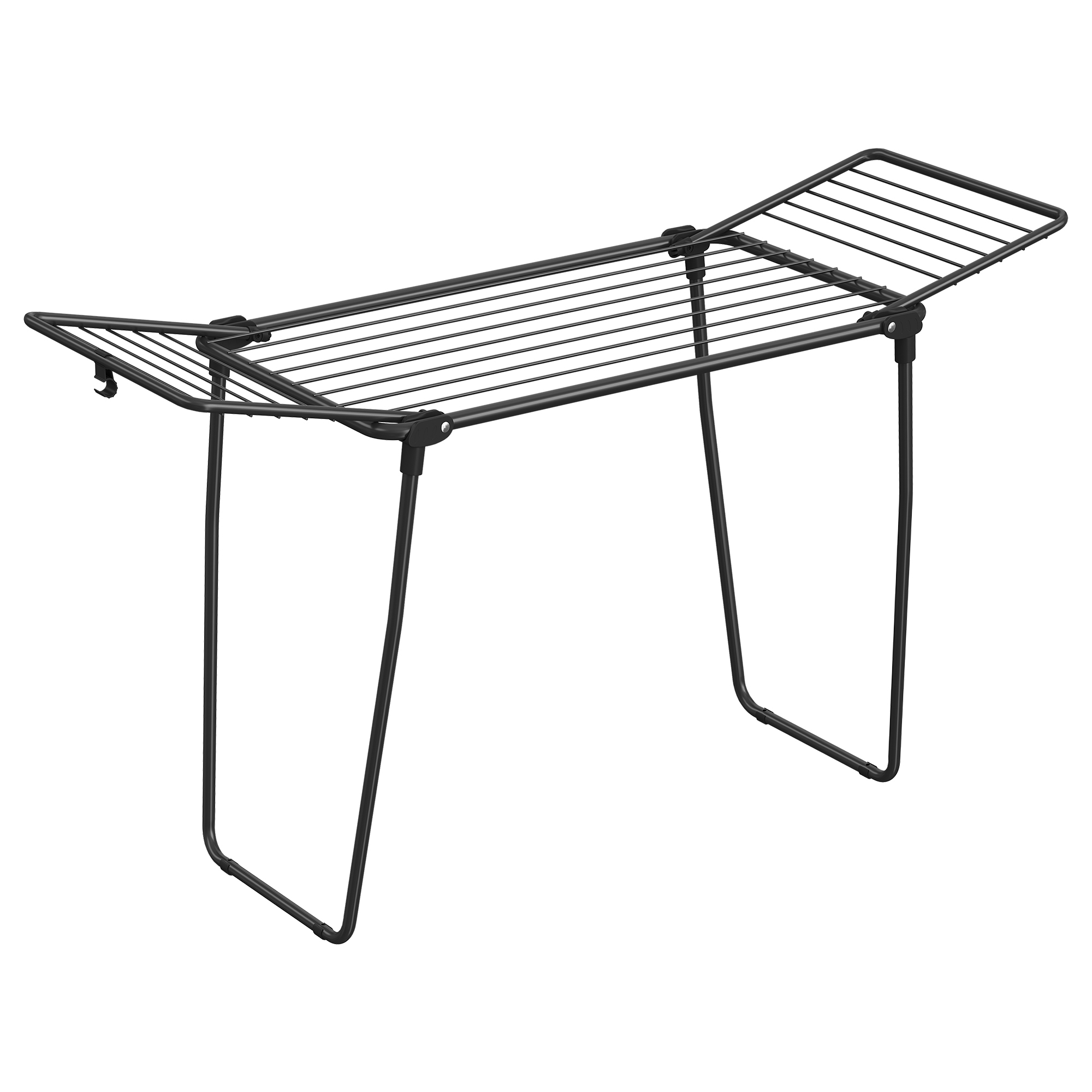 SONGMICS Tendedero de Pie Plegable con Alas y Soporte para Calcetines, para Interior y Exterior, 158 x 53 x 93 cm, Negro/Blanco