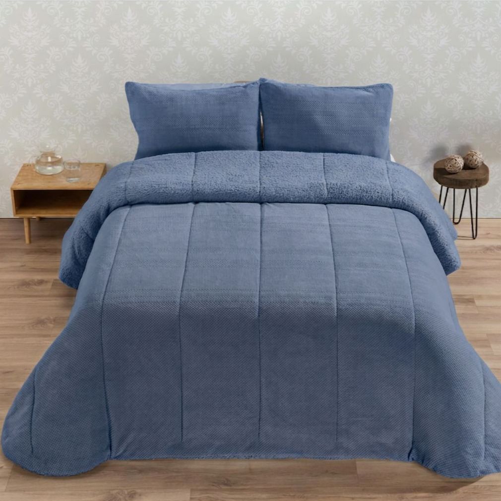 Edredón de Invierno Semiliso Manterol con Felpa Sherpa-Riso - Suave, Cálido y Estiloso para Dormitorio, Ideal para Frío ❄️
