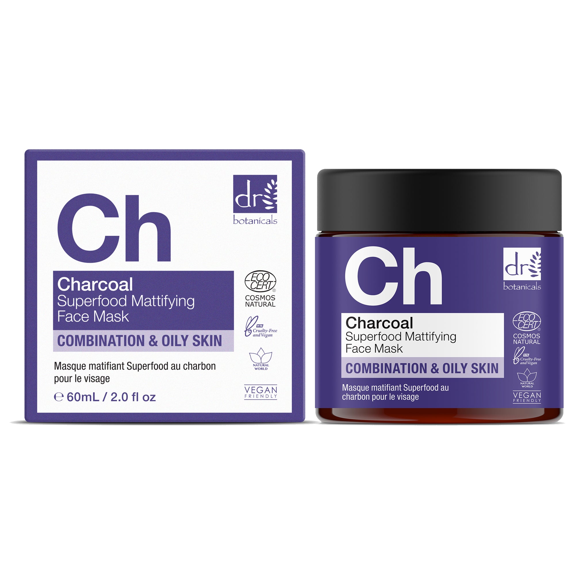 Dr. Botanicals Mascarilla de Carbón Vegetal y Caolín 60ml para una Piel Mate y Limpia
