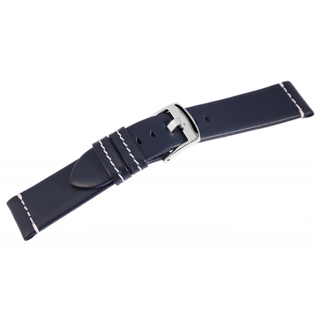 Mestre Artesão® Bracelete de Reloj Azul Escuro em Couro Genuíno - 22mm - 0102