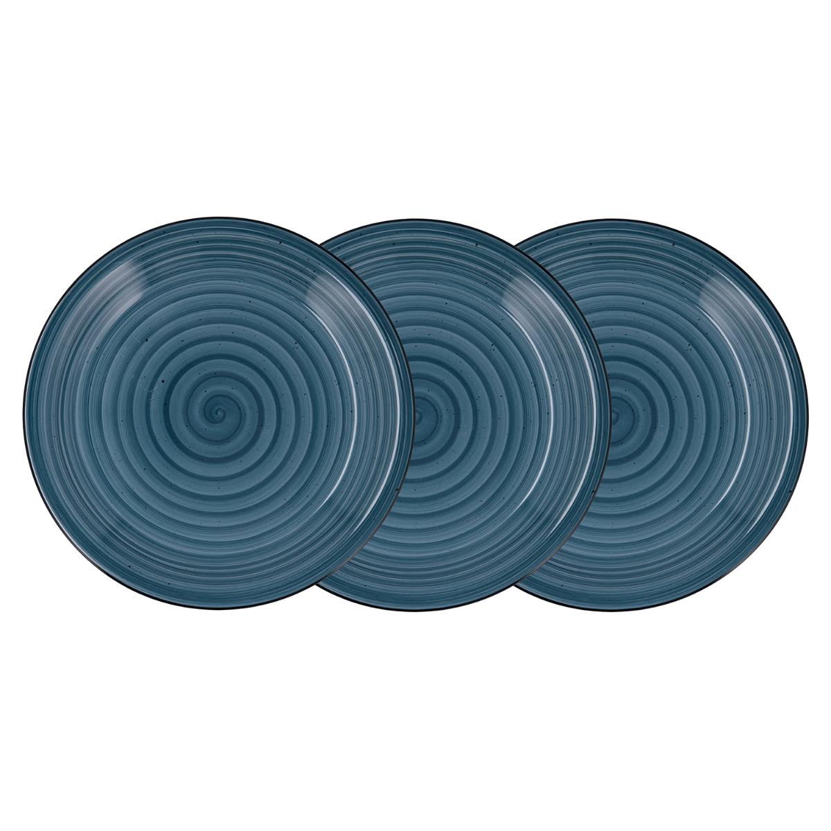 BIDASOA ILLUSION Set 3 Platos Llanos Cerámicos 27,5CM Azul