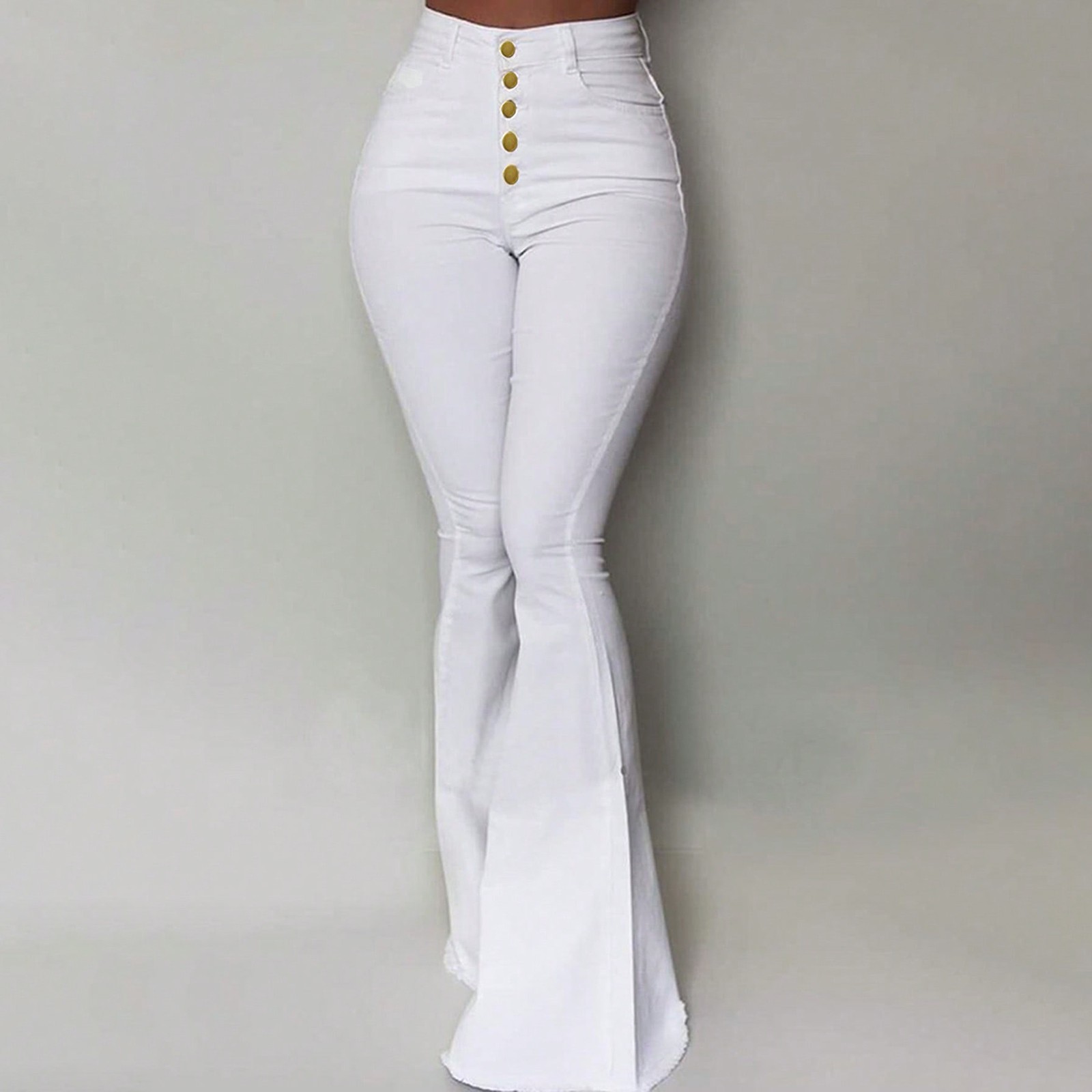 TK Jeans De Cintura Alta Flared Bell Para Mujer Pantalones Vaqueros De Pierna Ancha Estilo Punk Streetwear Talla Media Ajuste Regular
