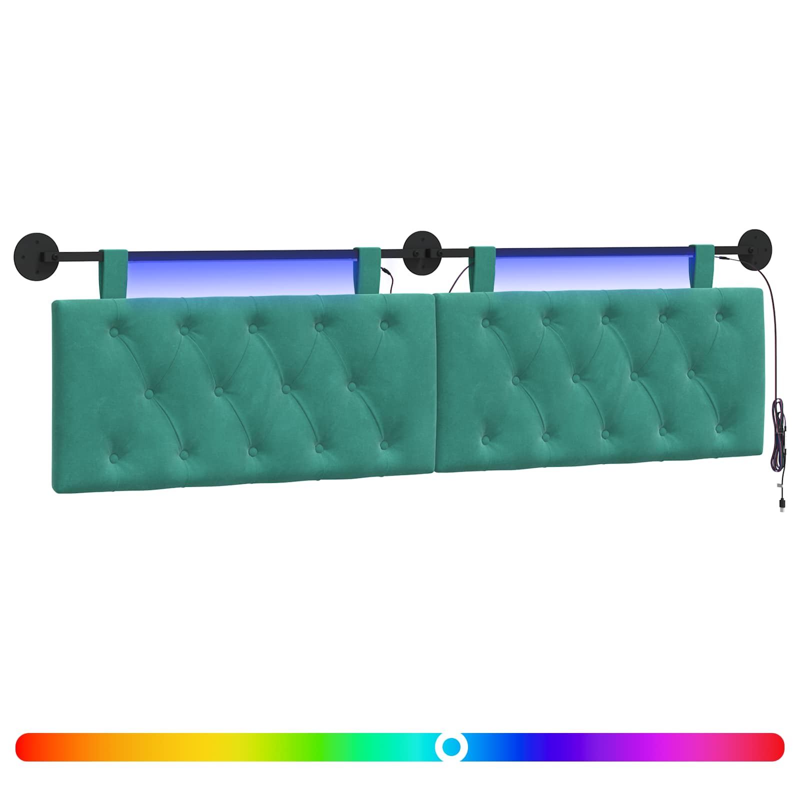 vidaXL Cabecero colgante Terciopelo 190 x 55 x 7 cm Multicolor