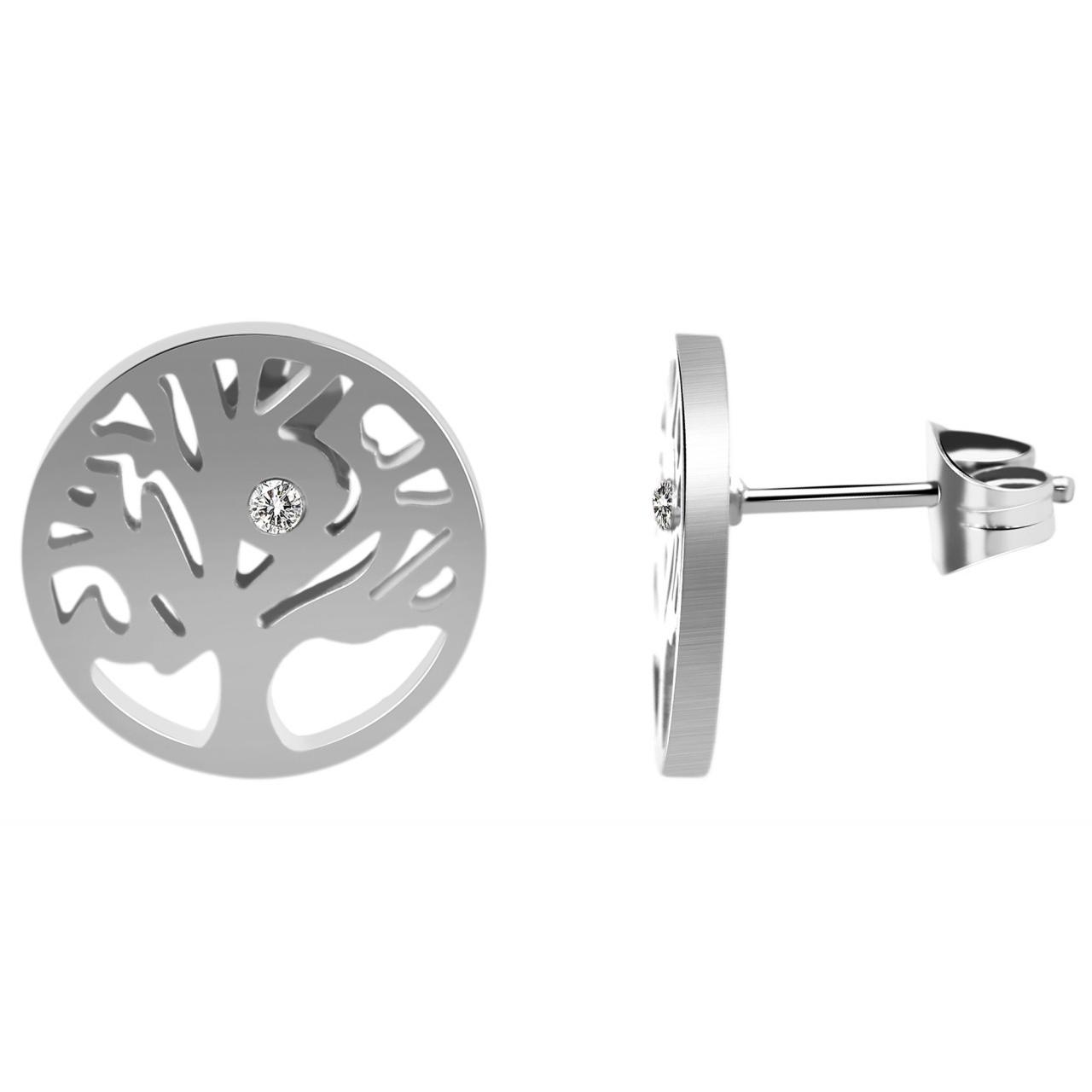 Akzent® Pendientes Árvore da Vida em Aço Inoxidável Acabamento Similite