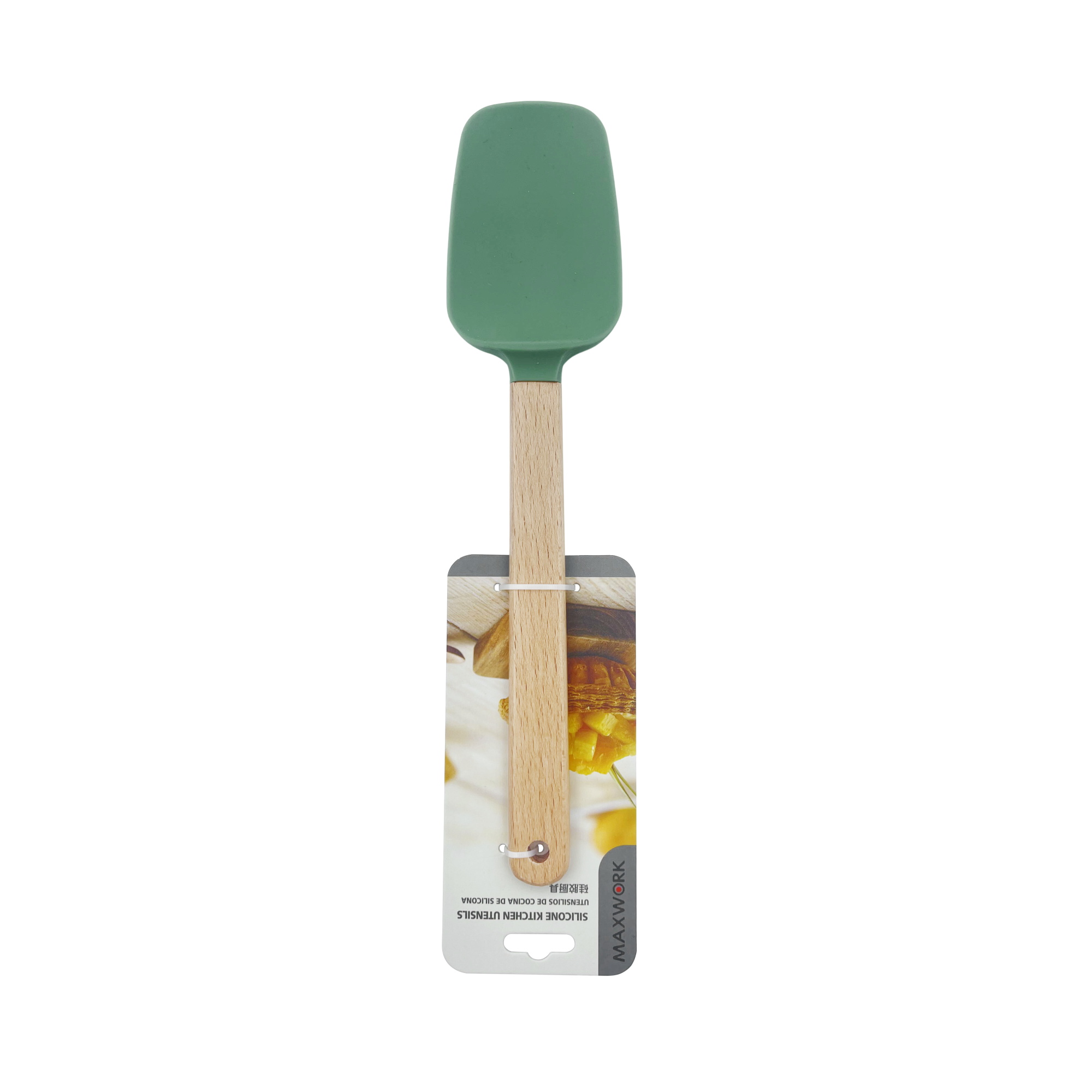 MAXWORK Lengua de silicona 28cm, espátulas de reposteríacon mango de madera,utensilios de cocina