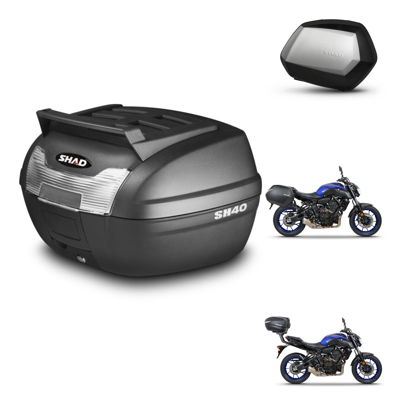 Maletas Laterales + Baul Trasero + Herraje 3P + Herraje Montaje Sc Sh35 Premium KIT-249208