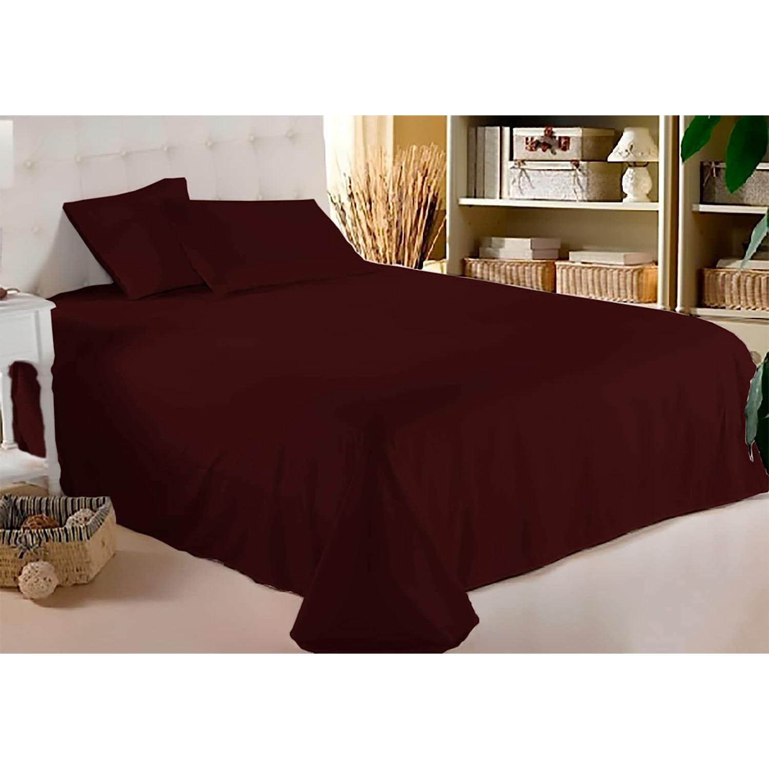 Juego de Sábana de 3 Piezas Color Azul, para Cama, Sábana Bajera Ajustable para Cama + Sábana Encimera + Funda de Almohada