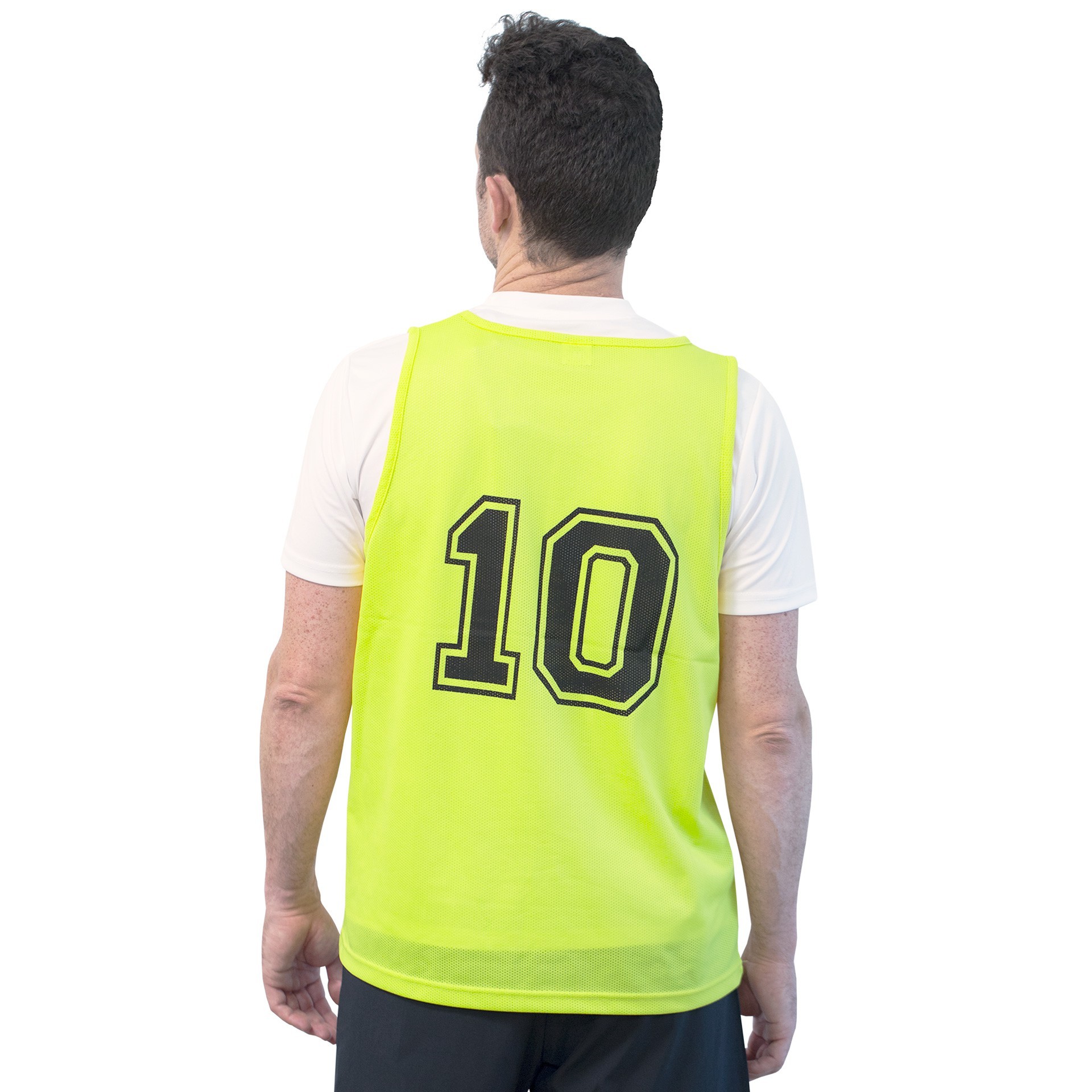 set 5 petos softee numerados del 6 al 10 color amarillo flúor tamaño juvenil