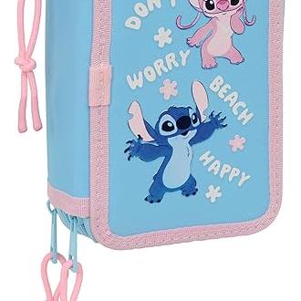 Plumier Triple con 37 Útiles Incluidos Stitch Happy 12.5x5.5x19.5 cm