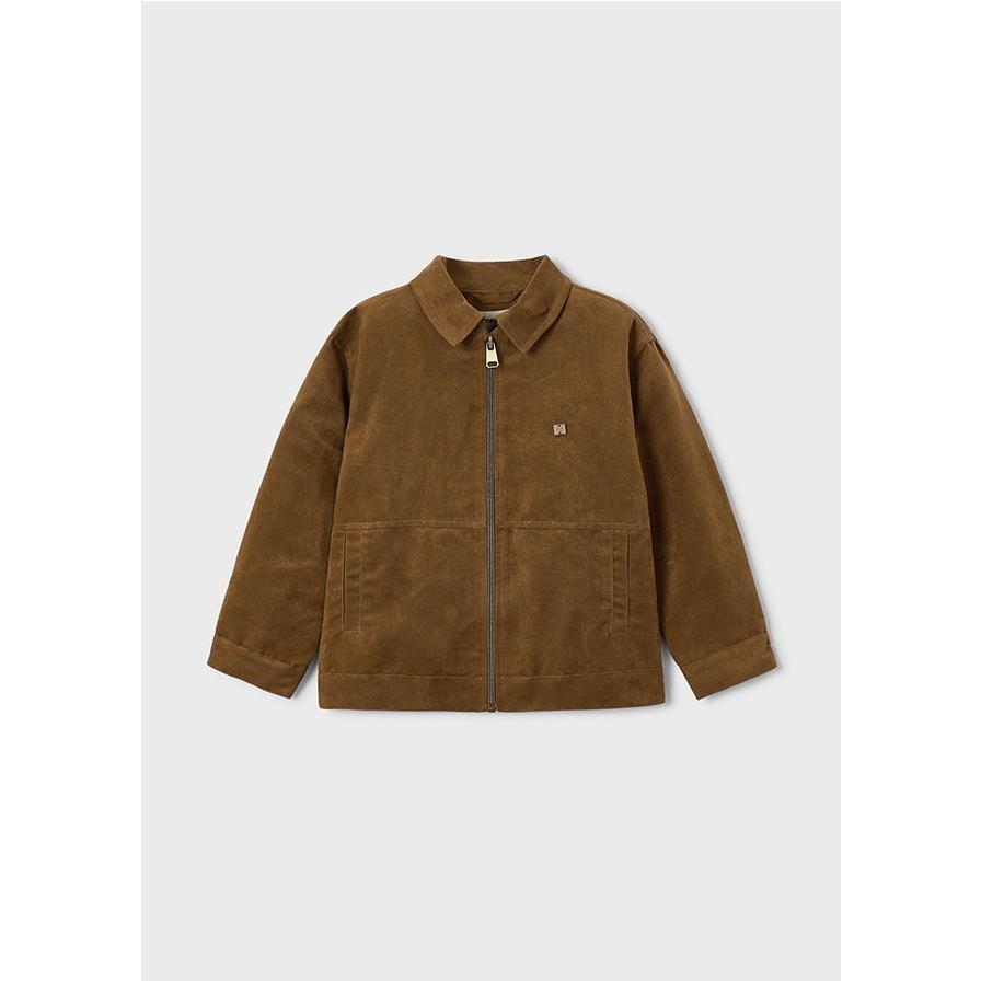 Mayoral - Cazadora antelina para niño estilo clásico color camel prenda de abrigo cómoda y resistente ideal para el día a día