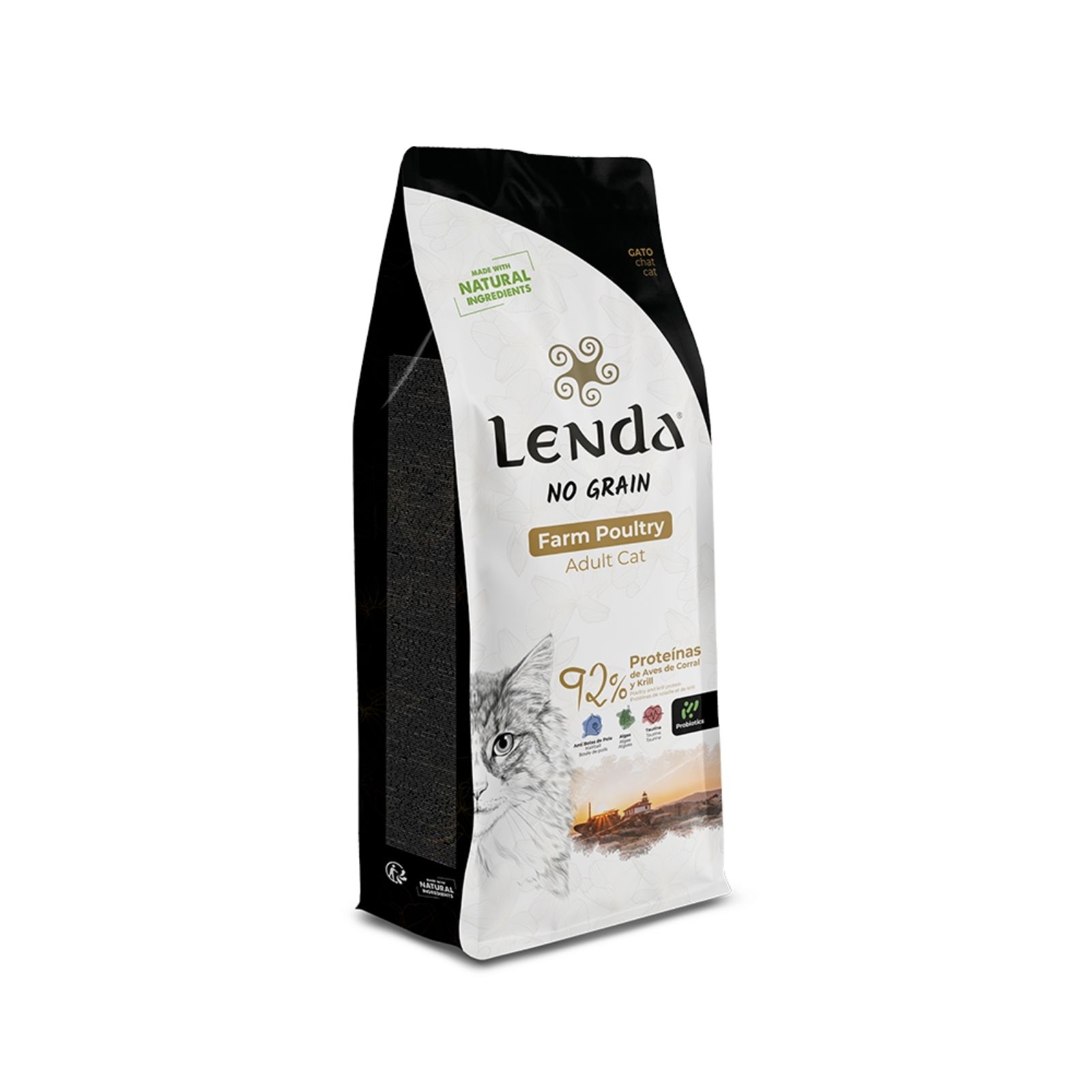 Lenda Adult Farm Poultry Pienso para Gato - Sin Cereales con Probióticos y Extractos Botánicos - Con Aceite de Pescado y Condroprotectores - Grain Free