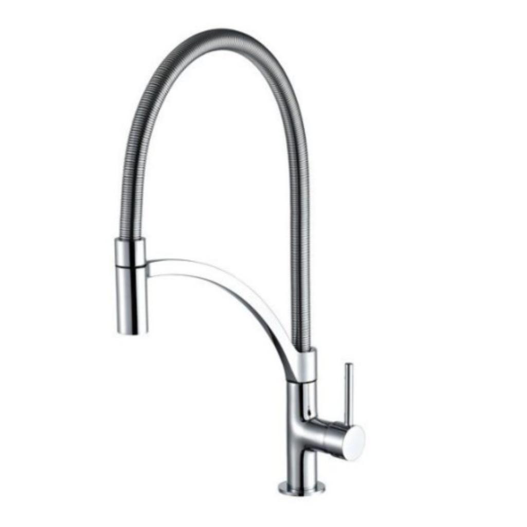 GME Design Grifo monomando de cocina extraíble fabricado en latón con un acabado cromado de 232 mm 3141
