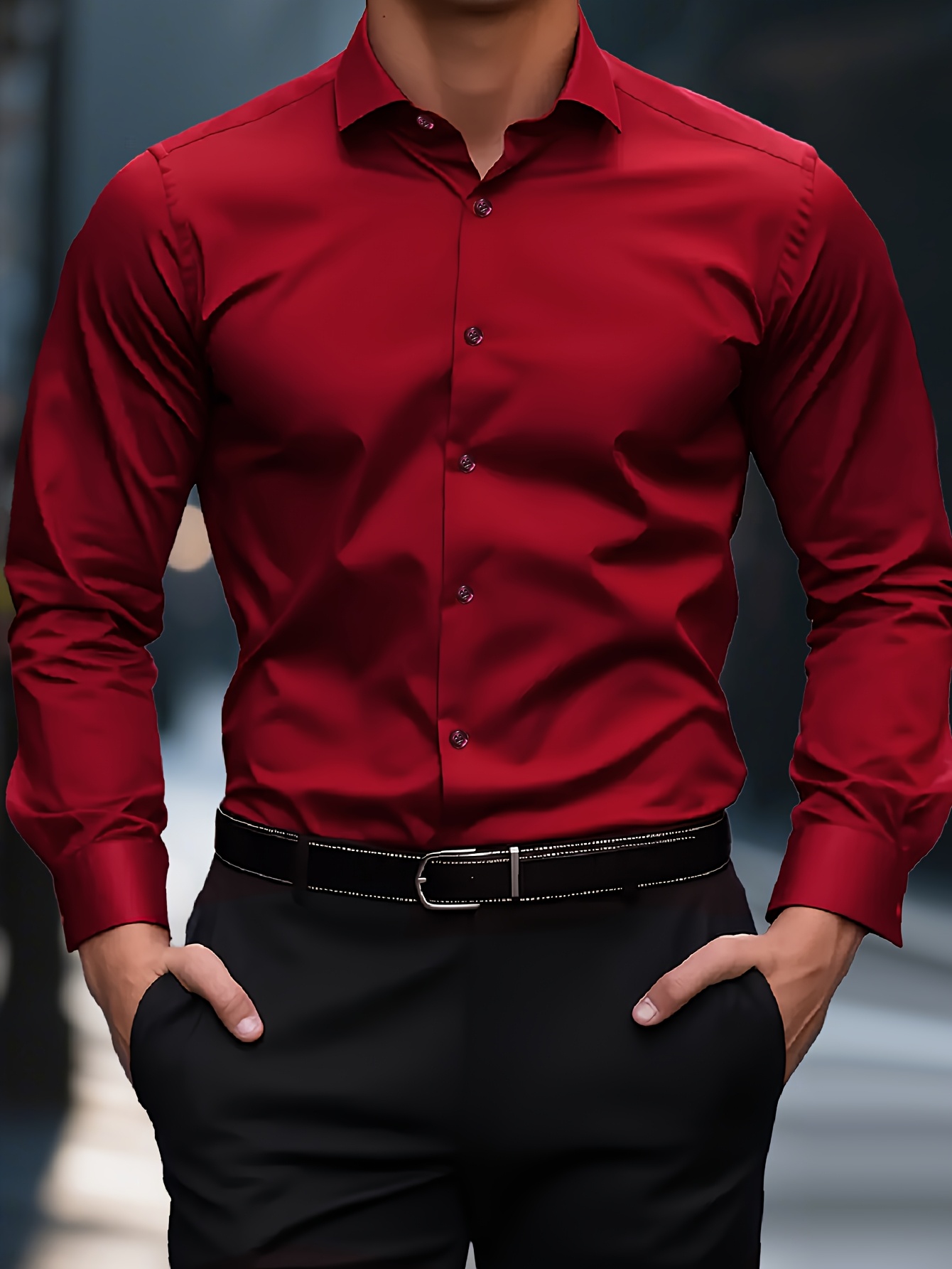 TK Camisa De Hombre FGKKS Sólida De Larga Manga Elasticidad Múltiples Colores Calidad Básica Casual Estilo Inteligente