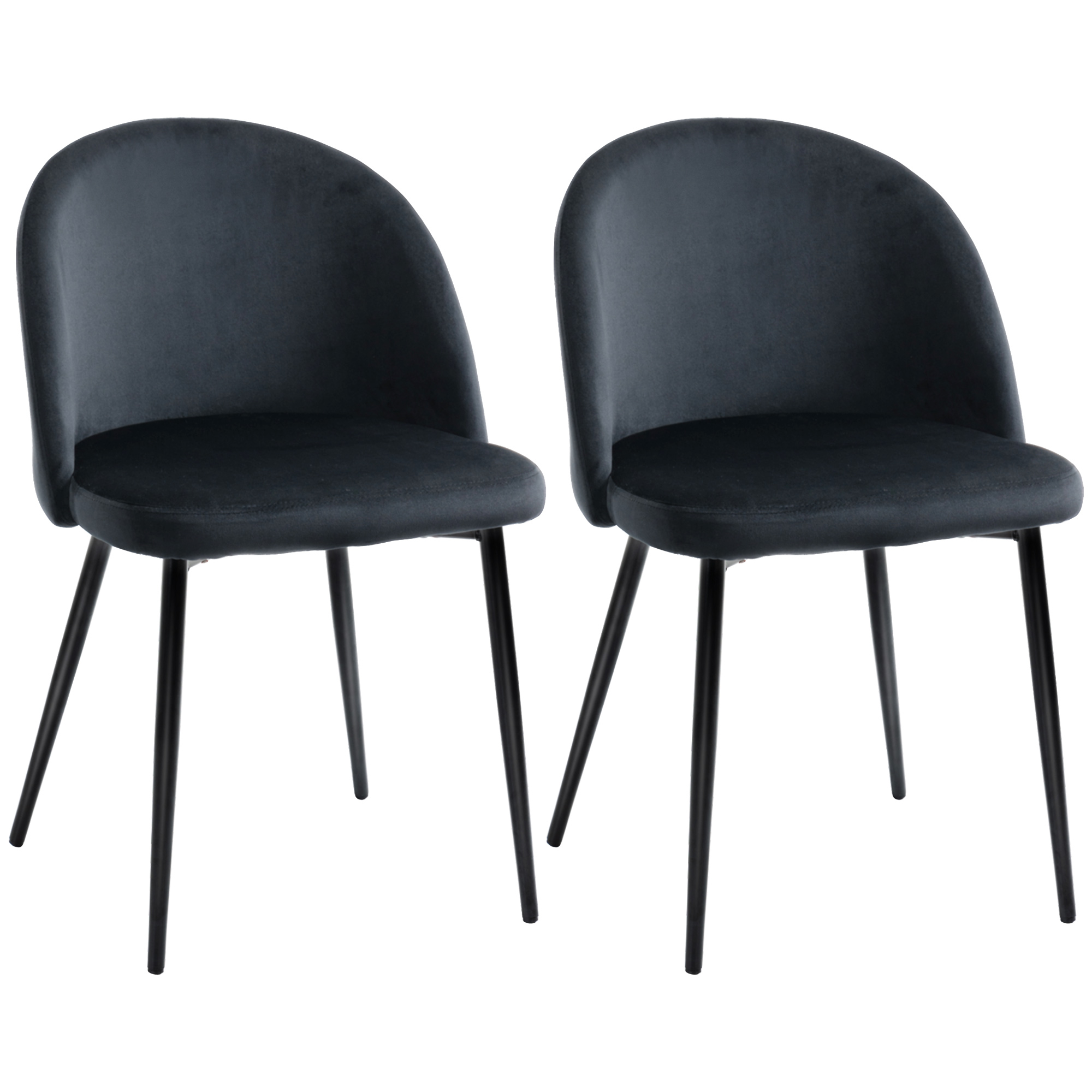 HOMCOM Juego de 2 sillas de comedor Silla de cocina escandinava Silla tapizada de terciopelo con patas cónicas de metal, para sala de estar, comedor