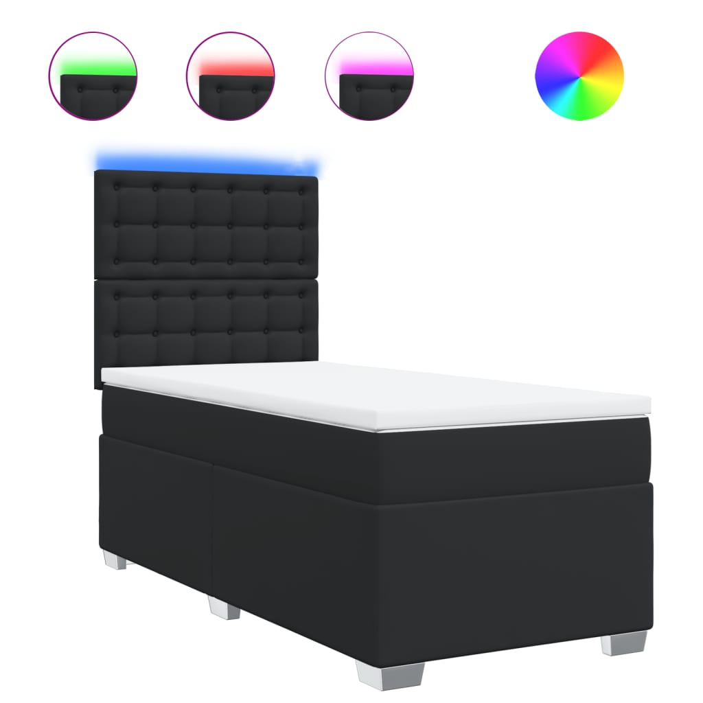 vidaXL Cama box spring con colchón cuero sintético negro 80x200 cm