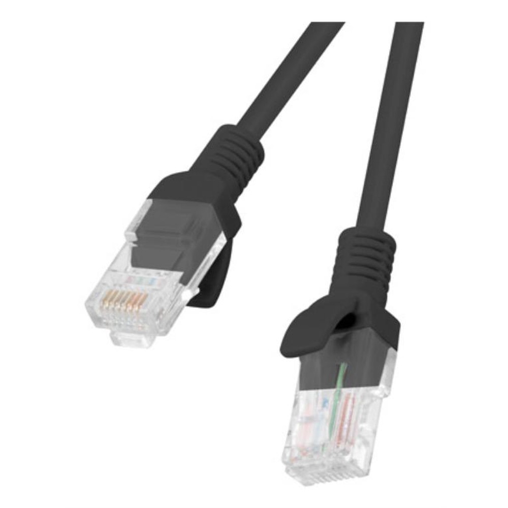Lanberg - Cable de red RJ45 UTP Cat.5e 1 m Negro PCU5-10CC-0100-BK para conexión Ethernet fiable, compatible con estándares ANSI/TIA/EIA-568B y transmisión hasta 100 Mbps a 100 MHz