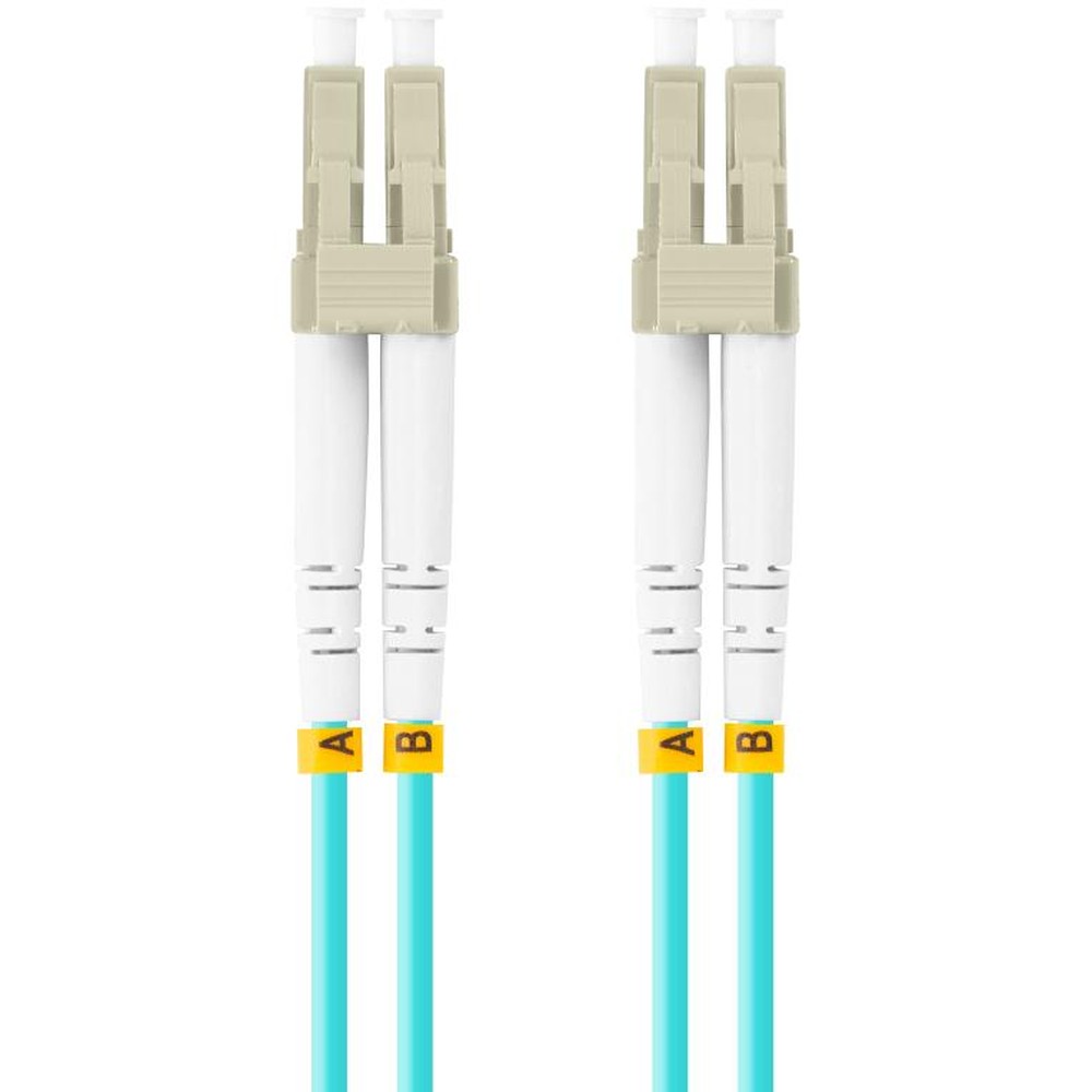 Lanberg - Latiguillo Fibra Óptica LC/UPC a LC/UPC Dúplex Multimodo OM3 50/125, 2 m, color aguamarina, termoplástico LSZH, ideal para redes de alta velocidad y centros de datos