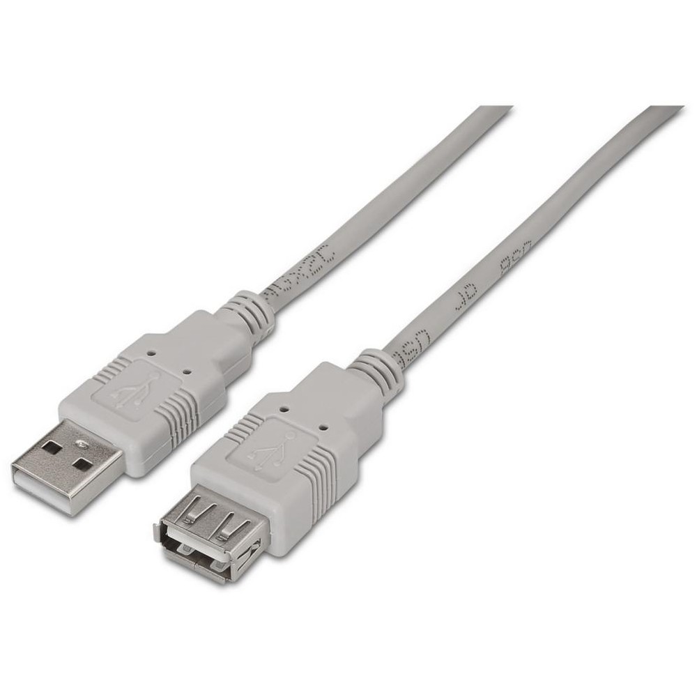 Aisens - Cable USB 2.0 A101-0014 3 m macho-hembra beige con conexión plug and play y suministro de potencia para impresoras, cámaras digitales y webcams