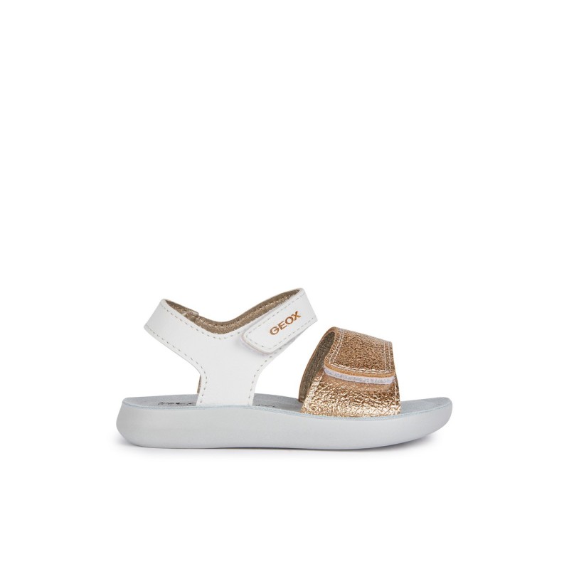 Zapatos primeros pasos bebé niña GEOX B455TB C0232 SANDALIA DOS VELCROS WHITE/GOLD 37695 26V