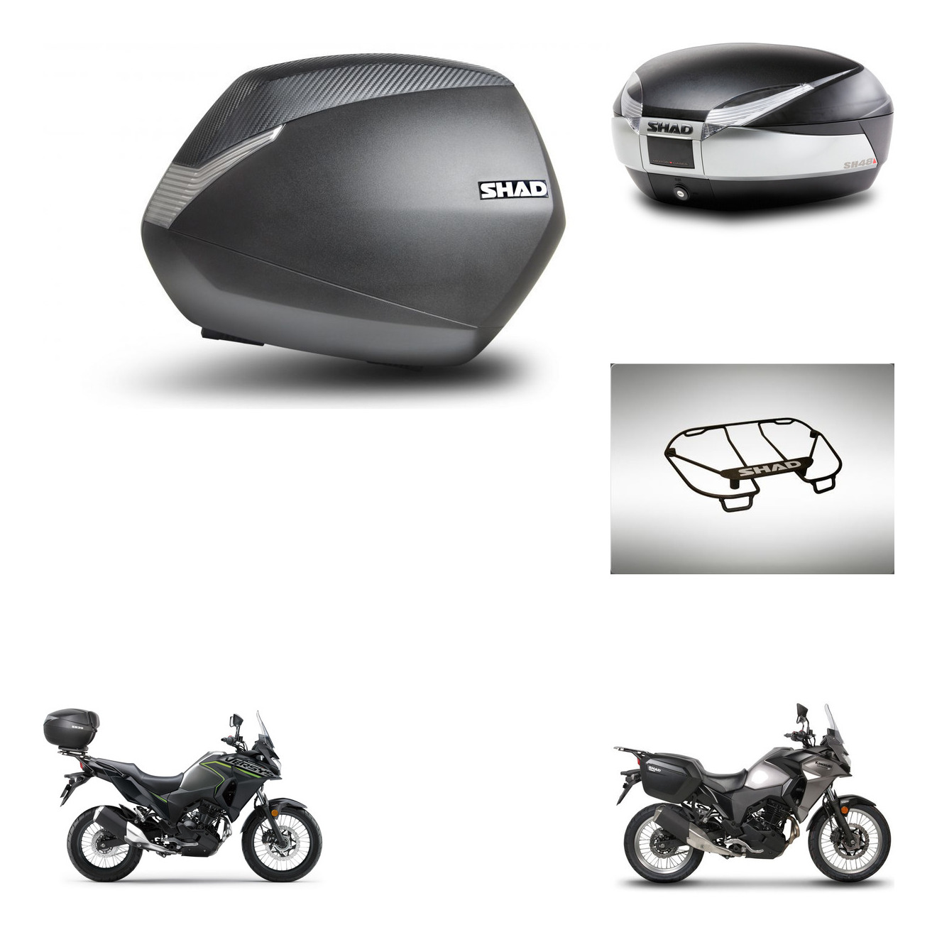 Baul Trasero + Maletas Laterales + Parrilla Portabultos + Herraje 3P + Herraje Montaje Sh36 Sh 36 Sh48 Titanium Premium KIT-270874