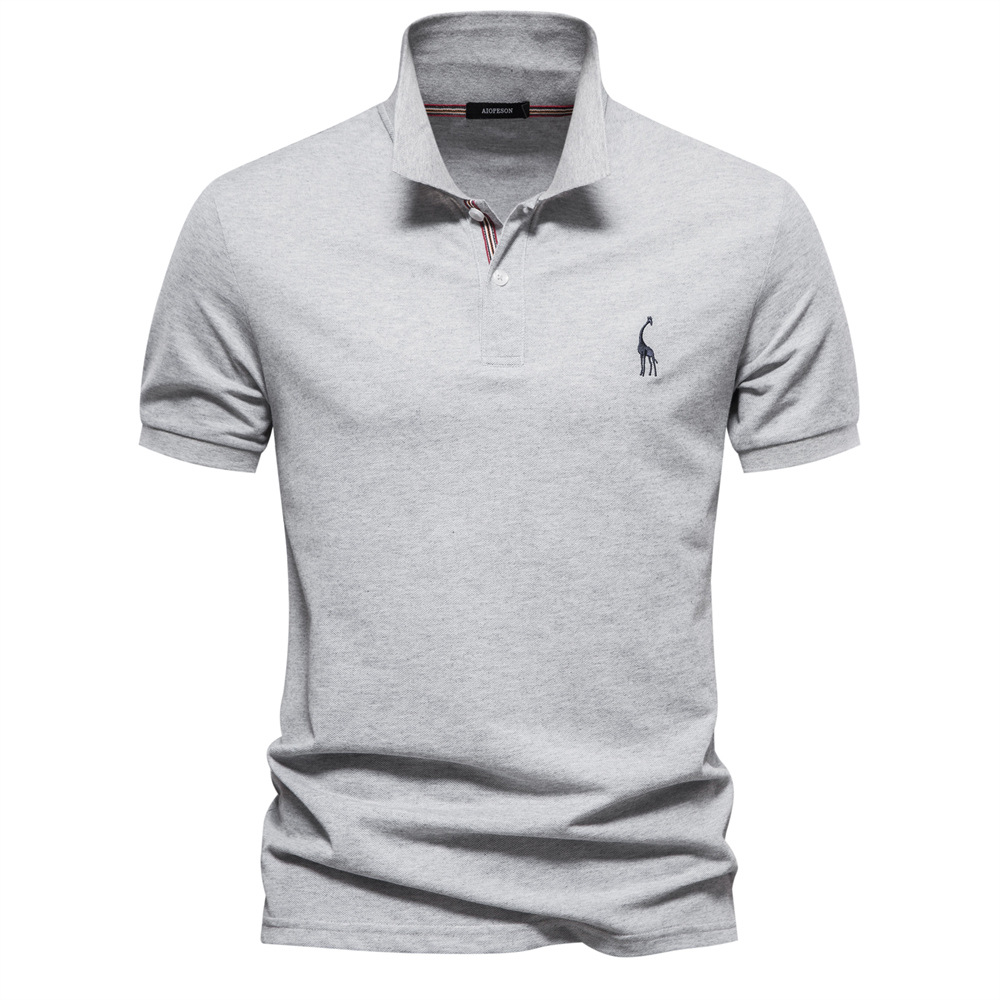 TK Camiseta POLO bordada con ciervo de algodón 80% de talla europea de alta calidad para hombre, camiseta básica de manga corta con solapa de color sólido para hombre