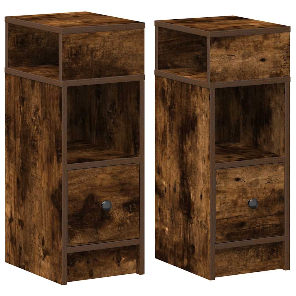vidaXL Mesitas de noche (2 unidades) con cajón 25x31x66 cm Multicolor