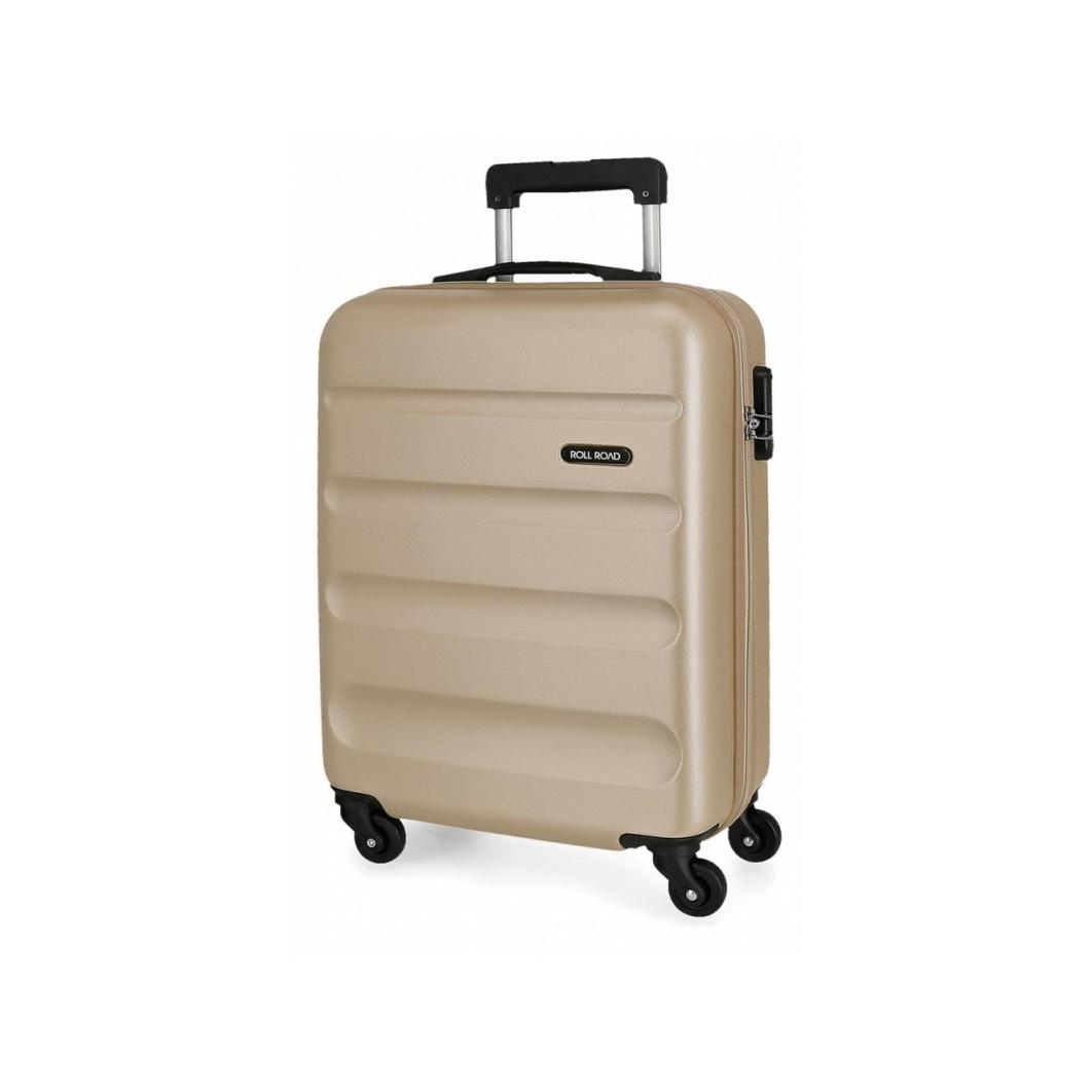 Maleta cabina Roll Road Flex beige 55x38x20 cm. Dura e impermeable 4 ruedas