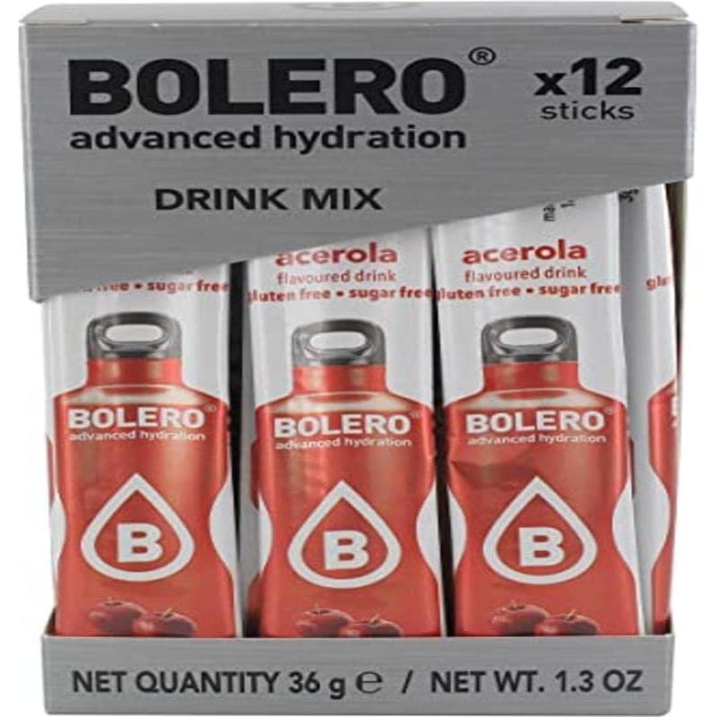 Bolero Sticks Sabor Frutas Exóticas, Caja de 12x3g. Bebida instantánea en polvo sin azúcar, baja en calorías y con Stevia para una hidratación placentera.