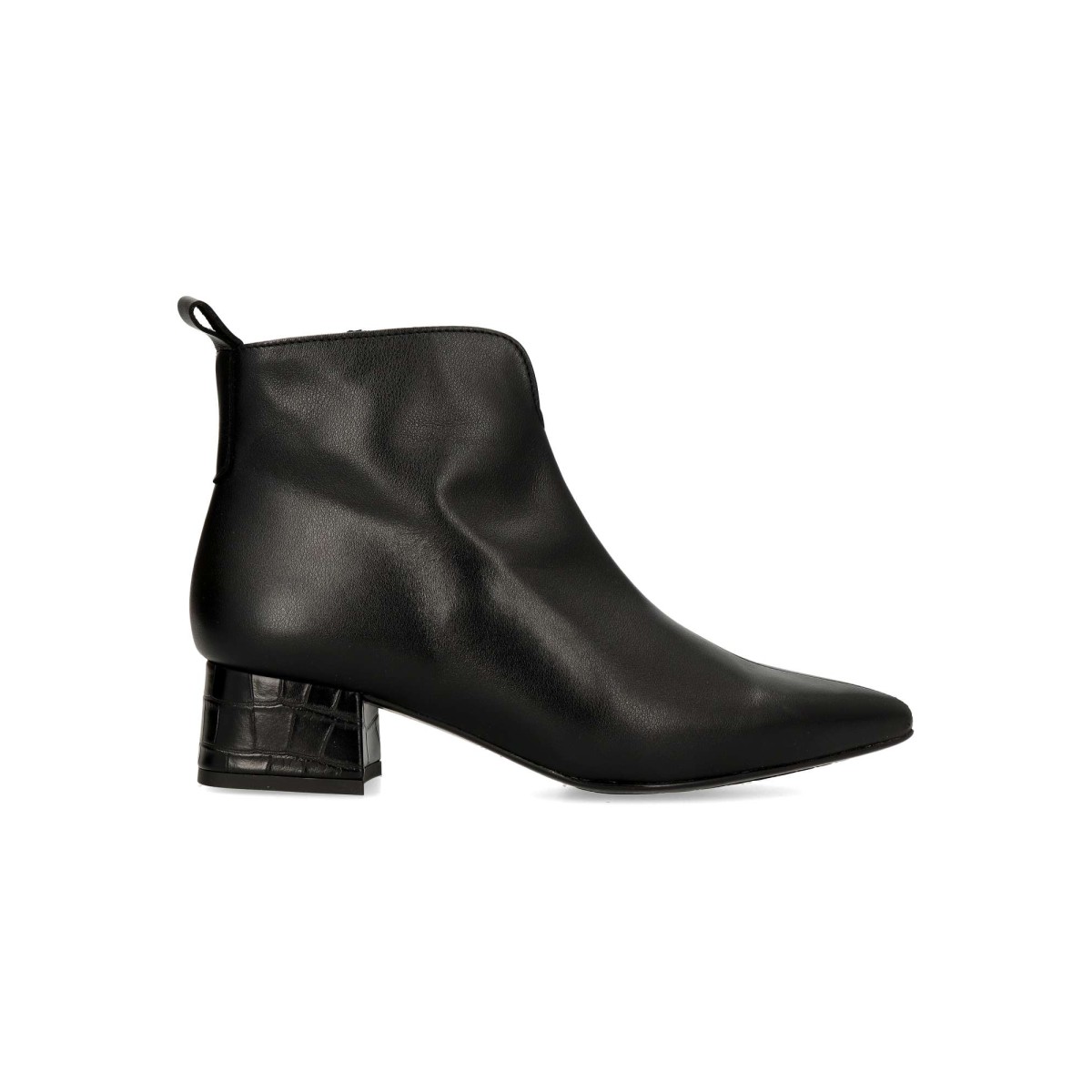 DESIREE - Botines negros clásicos mujer piel plantilla acolchada suela goma antideslizante 12 cm caña