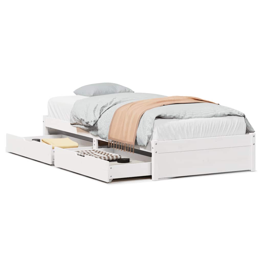 vidaXL Estructura de cama sin colchón madera maciza blanca 75x190 cm