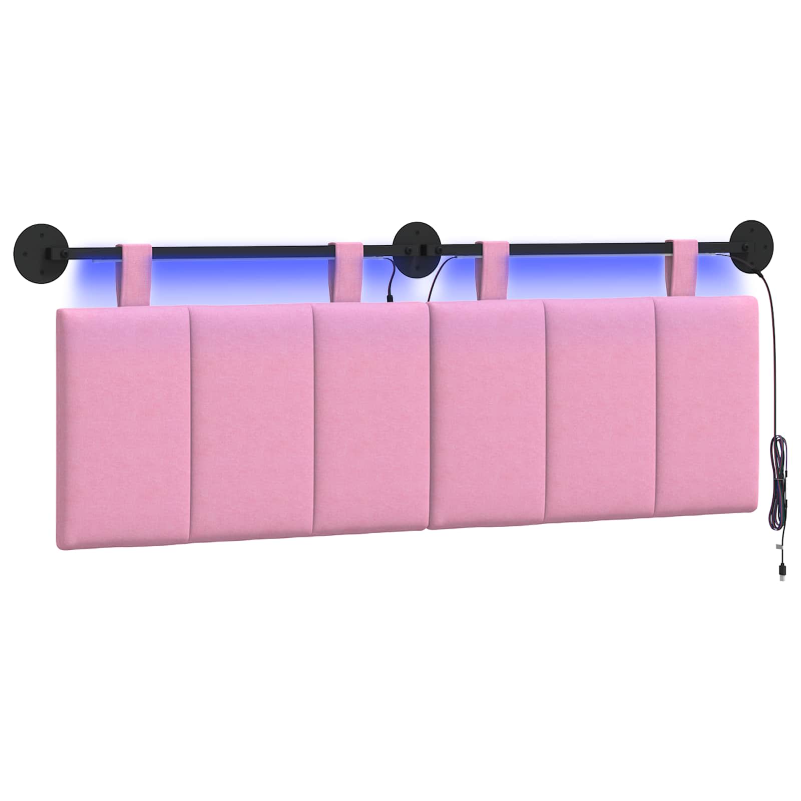 vidaXL Cabecero colgante Con luz LED Tela 150 x 55 x 5 cm Multicolor