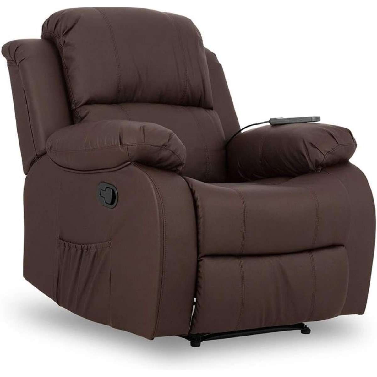 Nalui Sillón Relax Trevi Reclinable 160º, 8 Motores Silenciosos, Calor Lumbar, 4 Zonas de Masaje y PU Anti-Cuarteo
