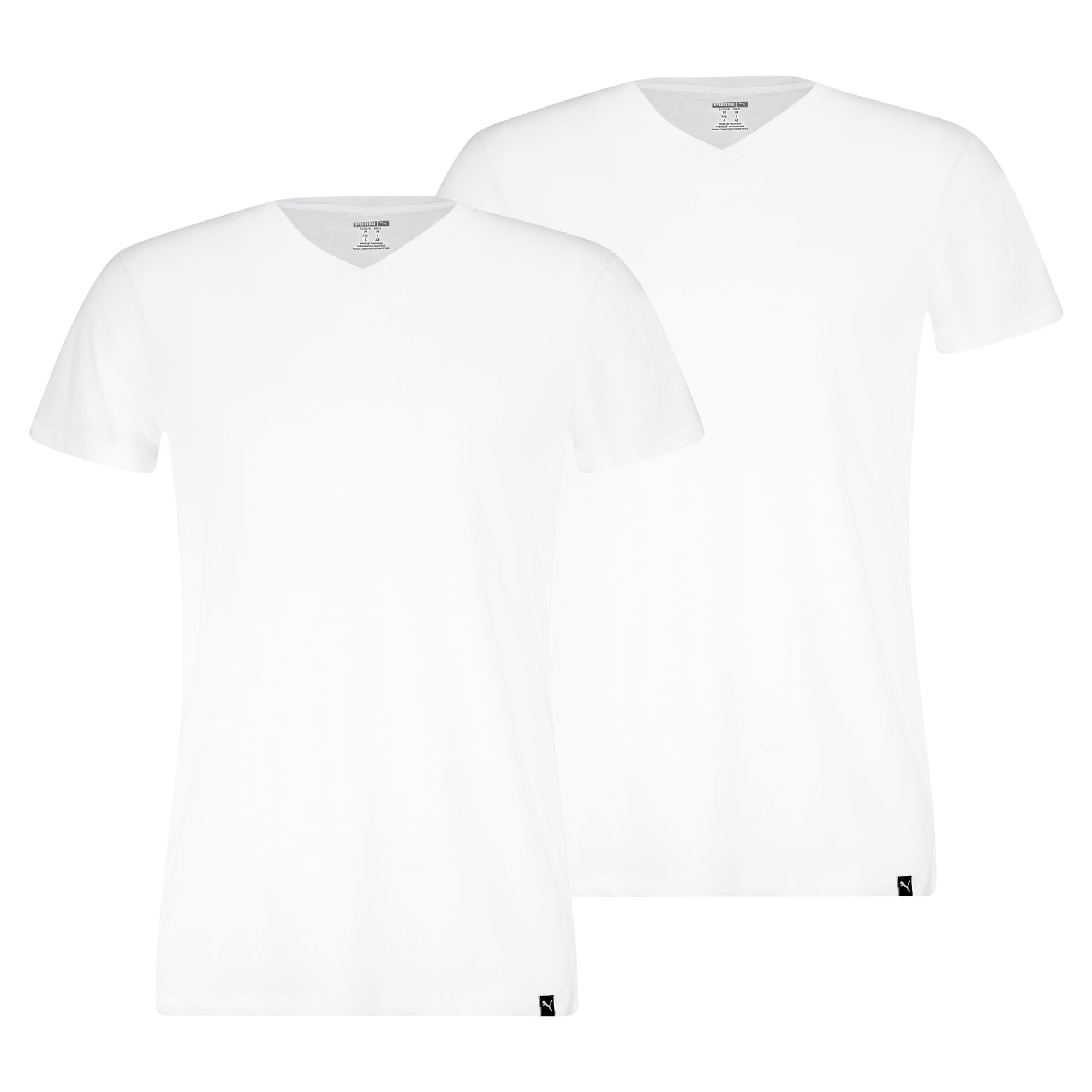PUMA Camisetas para hombre, pack de 2 - Camiseta con cuello en V 2P, cuello en V, corte regular, algodón, liso V-Neck Tee 2P