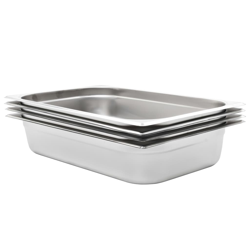 vidaXL Bandejas Gastronorm Acero Inoxidable Utensilios Accesorios Cocina Dimensiones 530x325x150 mm (2 unidades), 530x325x200 mm (2 unidades), 530x325x100 mm (4 unidades)