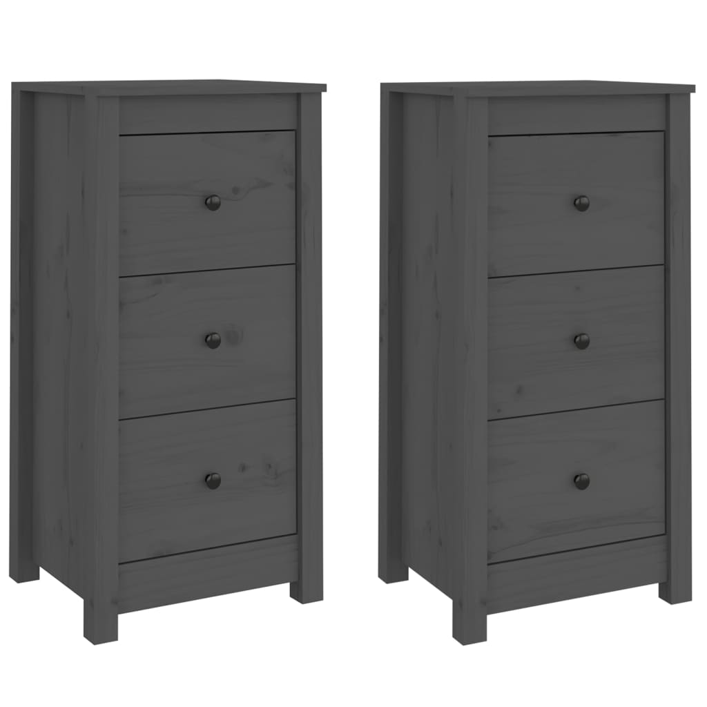 vidaXL Aparadores 2 uds madera maciza de pino gris 40x35x80 cm